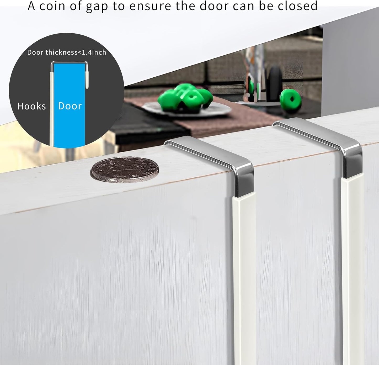 FYY Over The Door Hooks, 4 Pack Door Hangers Hooks with Rubber Prevent Scratches Heavy Duty Organizer Hooks for Living Room, Bathroom, Bedroom, Kitchen Hanging Clothes Towels Hats Coats Bags Beige