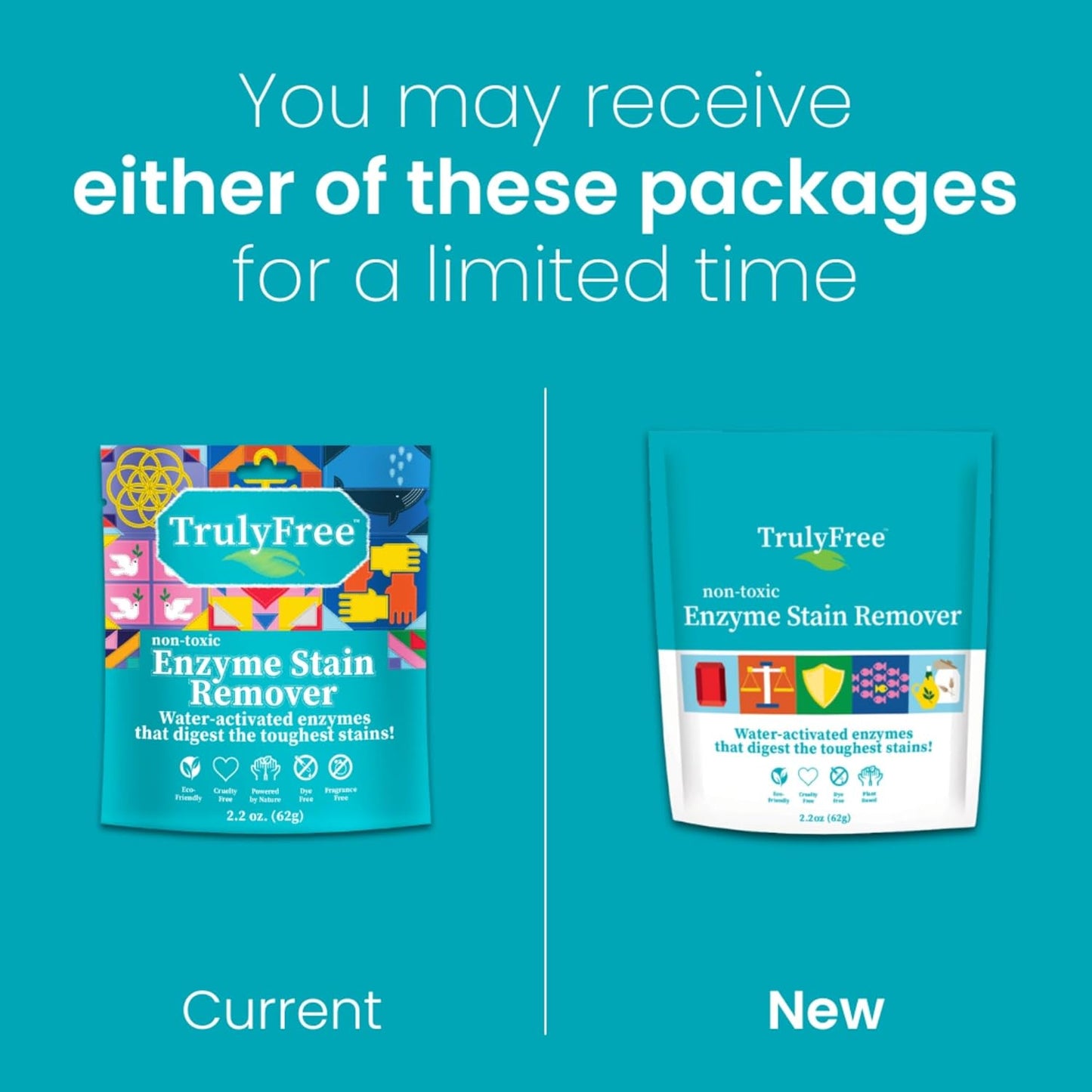 Truly Free Enzyme Laundry Stain Remover - Natural Laundry Detergent Booster for Blood, Grass, Pet Urine & Odor - Biological Washing Powder for Clothes, Couch Fabric (50 Scoops)