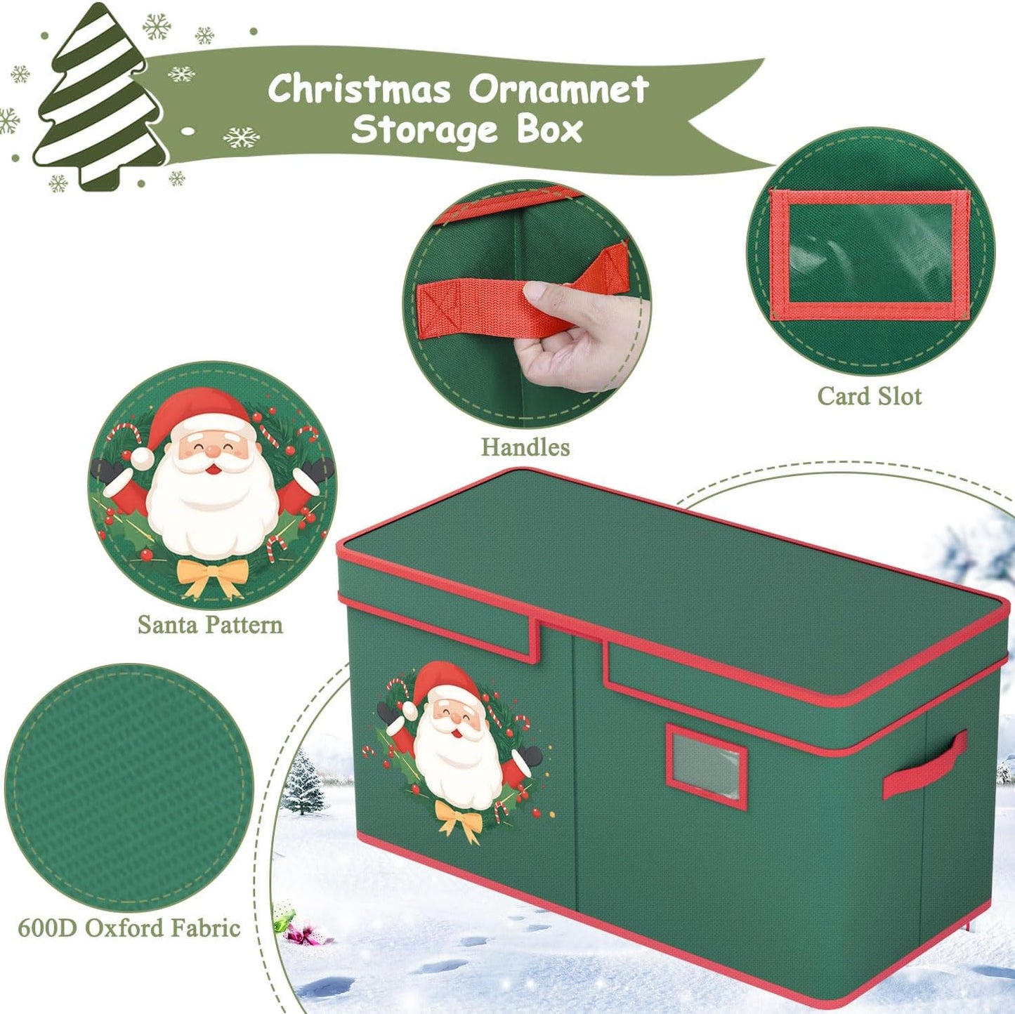 Christmas Ornament Storage Box Christmas Ornament Storage 128 Ornaments Slots 600D Oxford Material Christmas Ornaments Organizer Containers with Handles Holiday Organizer Storage Box