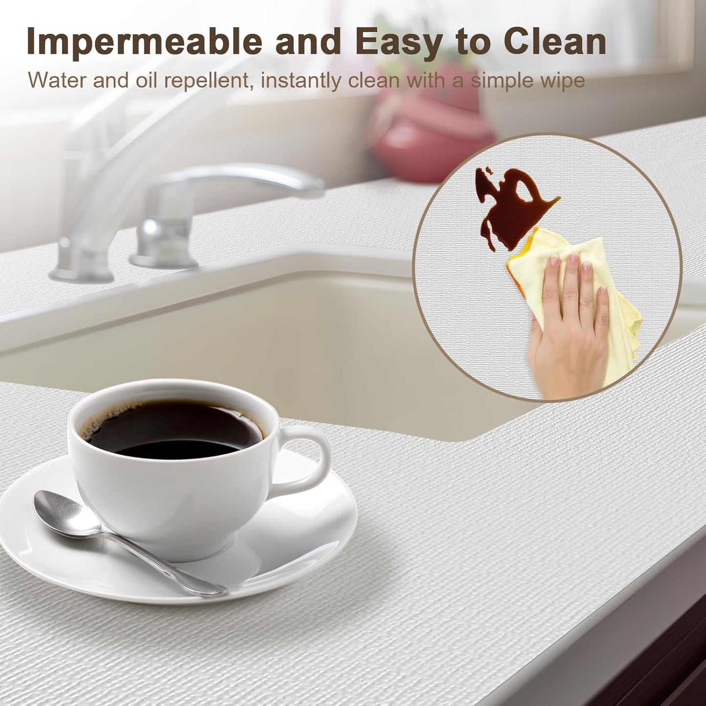 OcePor Non-Adhesive Drawer and Shelf Liner 17.5IN x 20FT，Non Slip Cabinet and Cupboard Liner, Kitchen Cabinet Liners for Shelves, Waterproof Drawer Shelf Liners for Cabinets/Bathroom Cupboard, White