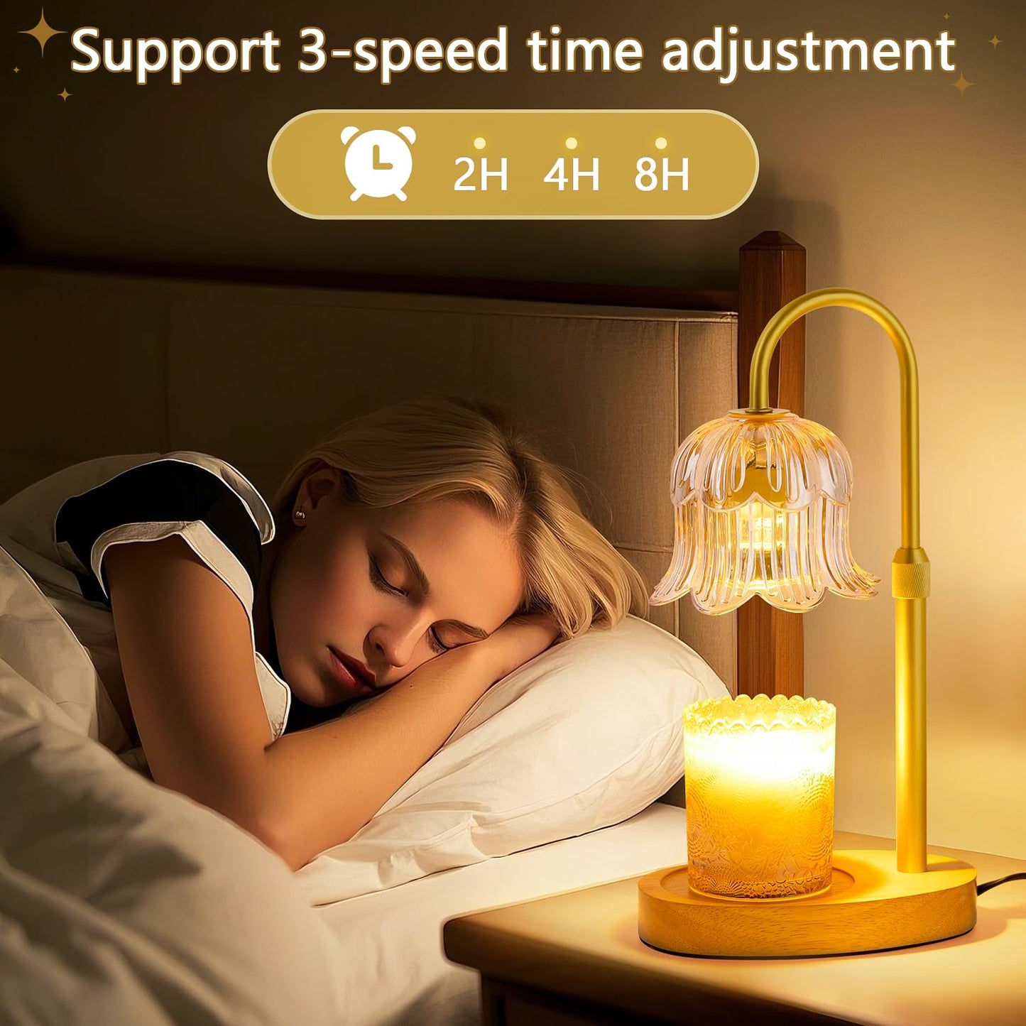 Candle Warmer Lamp Flower Electric Timer - Home Decor Women Birthday Gifts