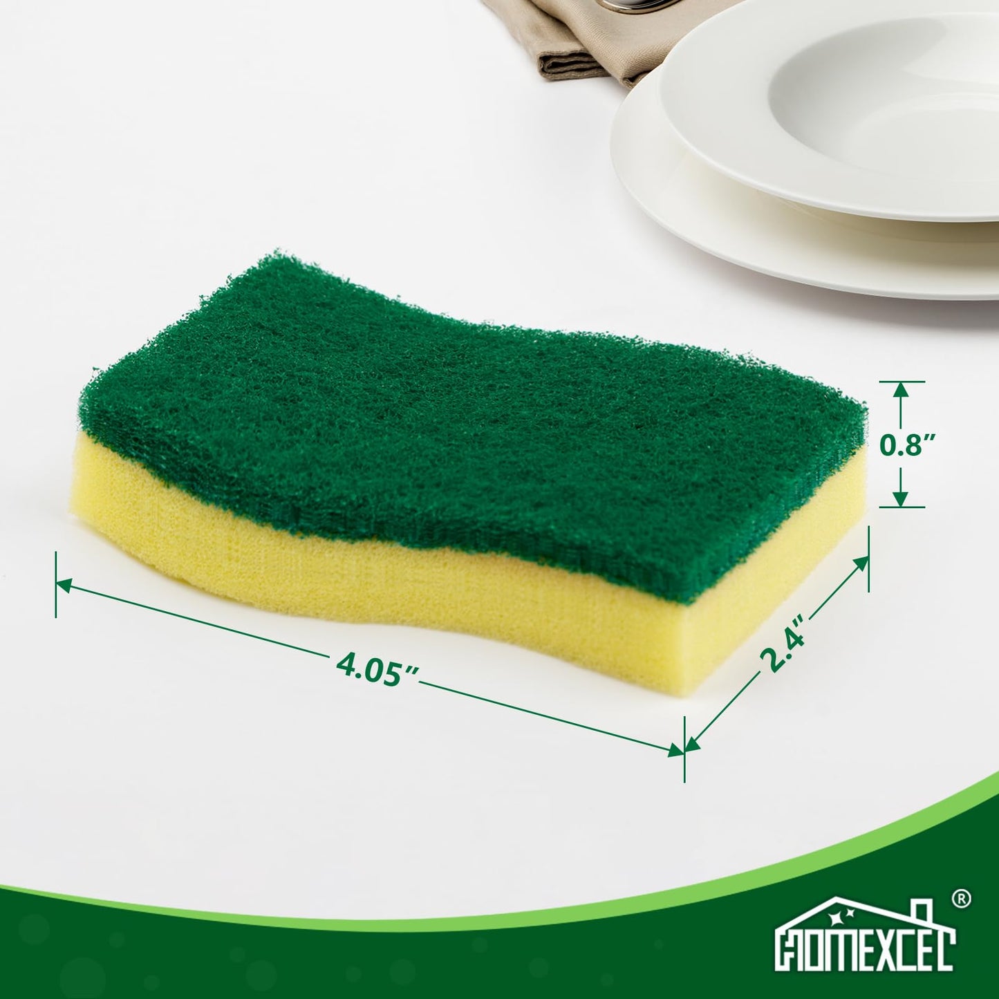 HOMEXCEL 24PK Sponges Kitchen, Heavy Duty Dish Scrubber Sponge for Home