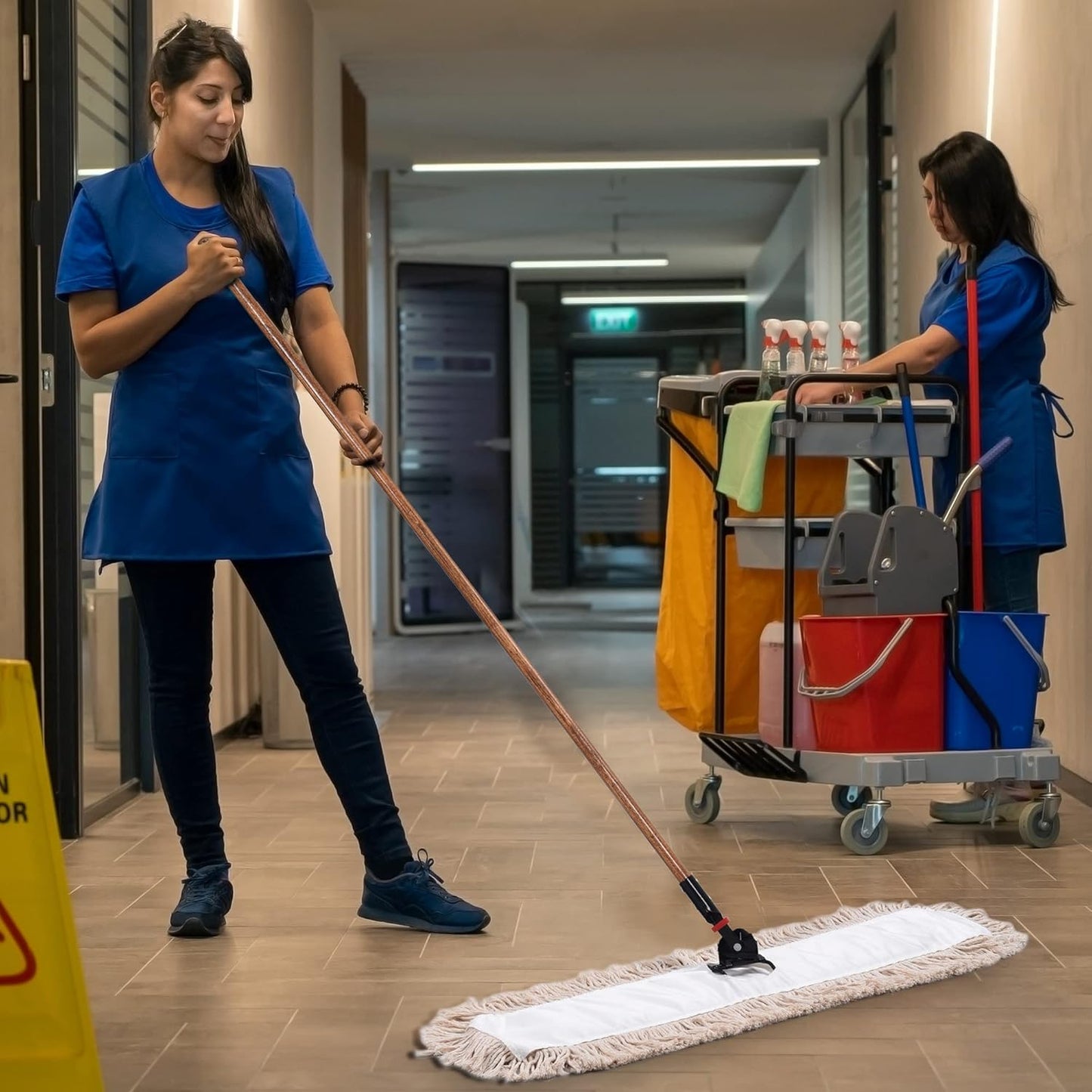 Matthew Cleaning 36'' Cotton Dust Mop Refill Washable Thick Tufted Replacement Heads for Residential & Commercial Use Fit All 36'' Dust Mop Frames, Hardwood, Laminate, Concrete Floors 12 Pack