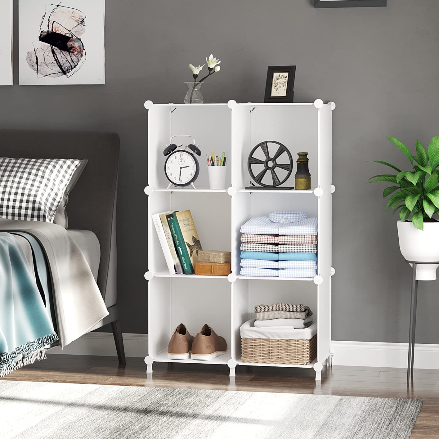 AWTATOS Closet Organizers and Storage, 6 Cube Storage Organizer, White