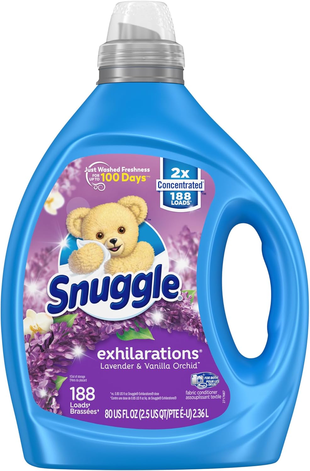 Snuggle Exhilarations Liquid Fabric Softener, Lavender and Vanilla Orchid, 2X Concentrated, 188 Loads