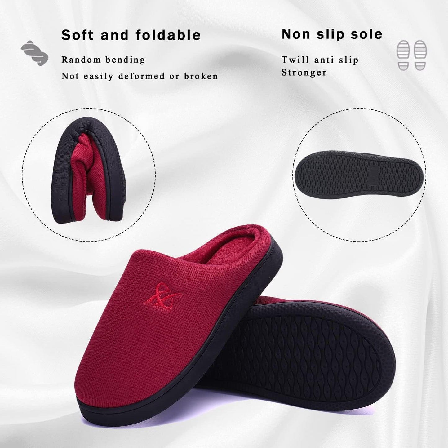 Memory Foam Slippers for Women's and Men's Casual House Shoes