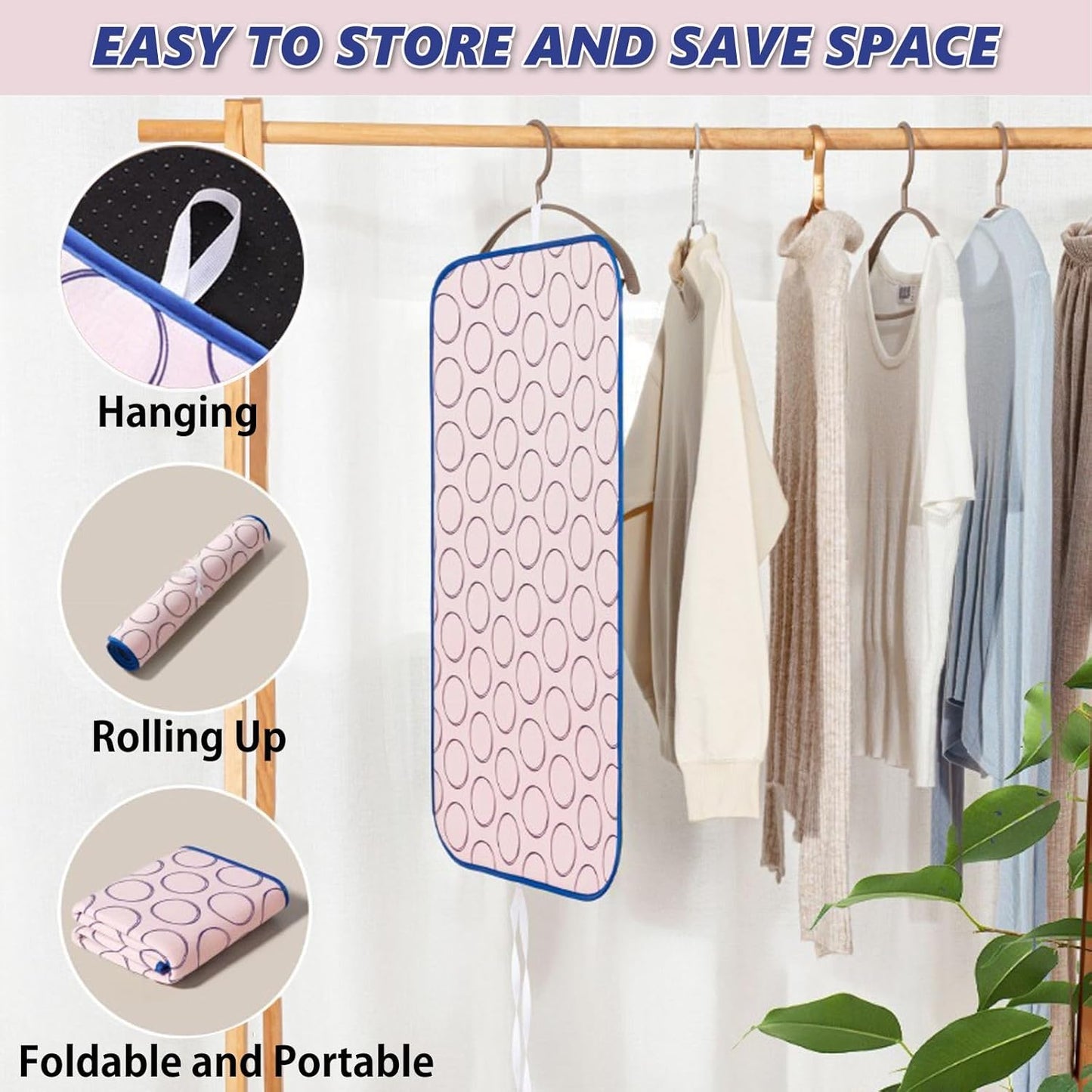 Portable Ironing Mat for Table Top Ironing Pad for Countertop Thick Ironing Blanket Over The Door Steamer Pad Washer Dryer Heat Resistant Pad Cover Travel Ironing Board (Medium 31.5"x23.6")