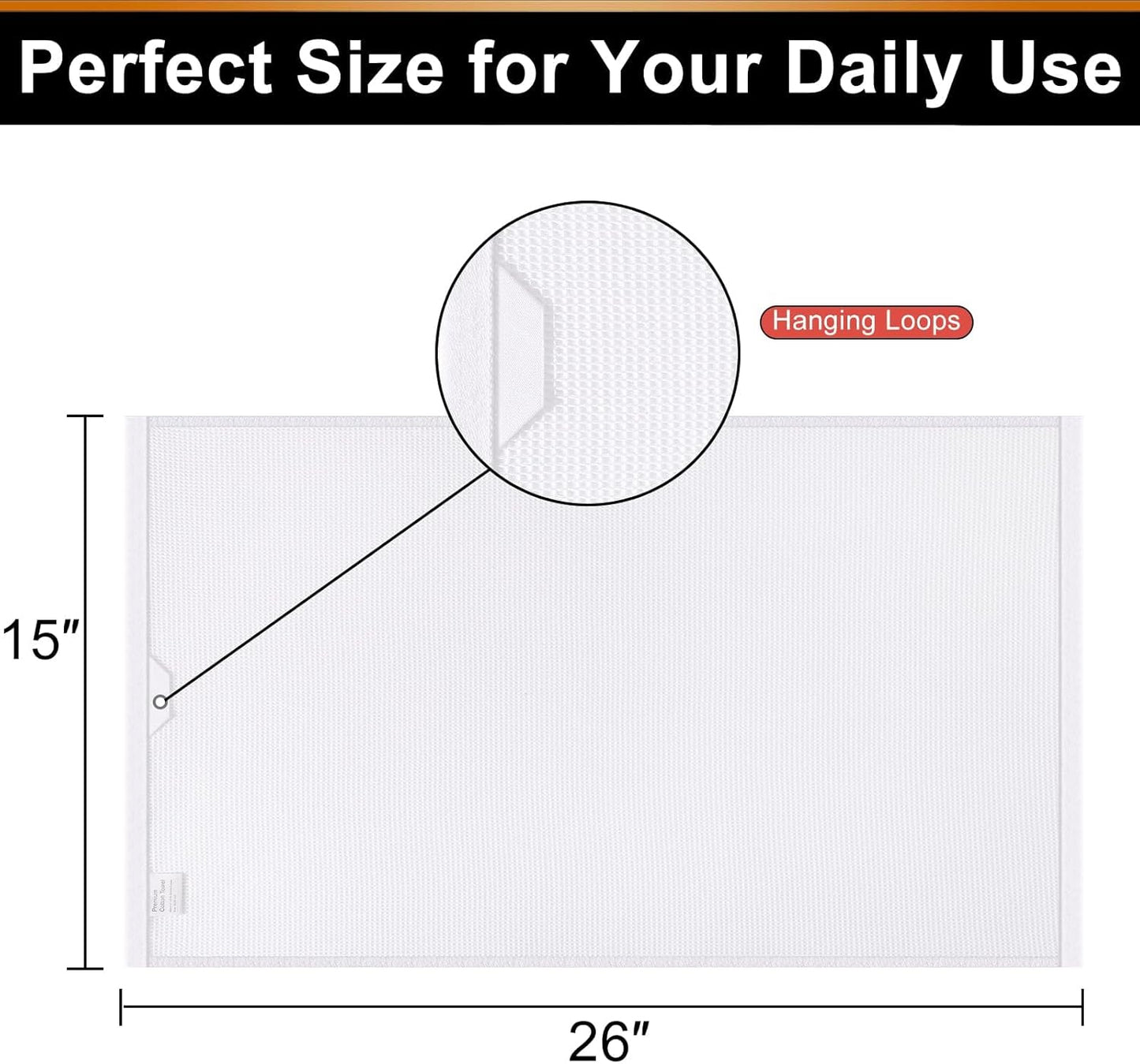 Homaxy 100% Cotton Waffle Weave Kitchen Towels - 8 Pack Soft and Absorbent Dish Towels - 16 x 26 Inches Quick Dry Hand Towels - White