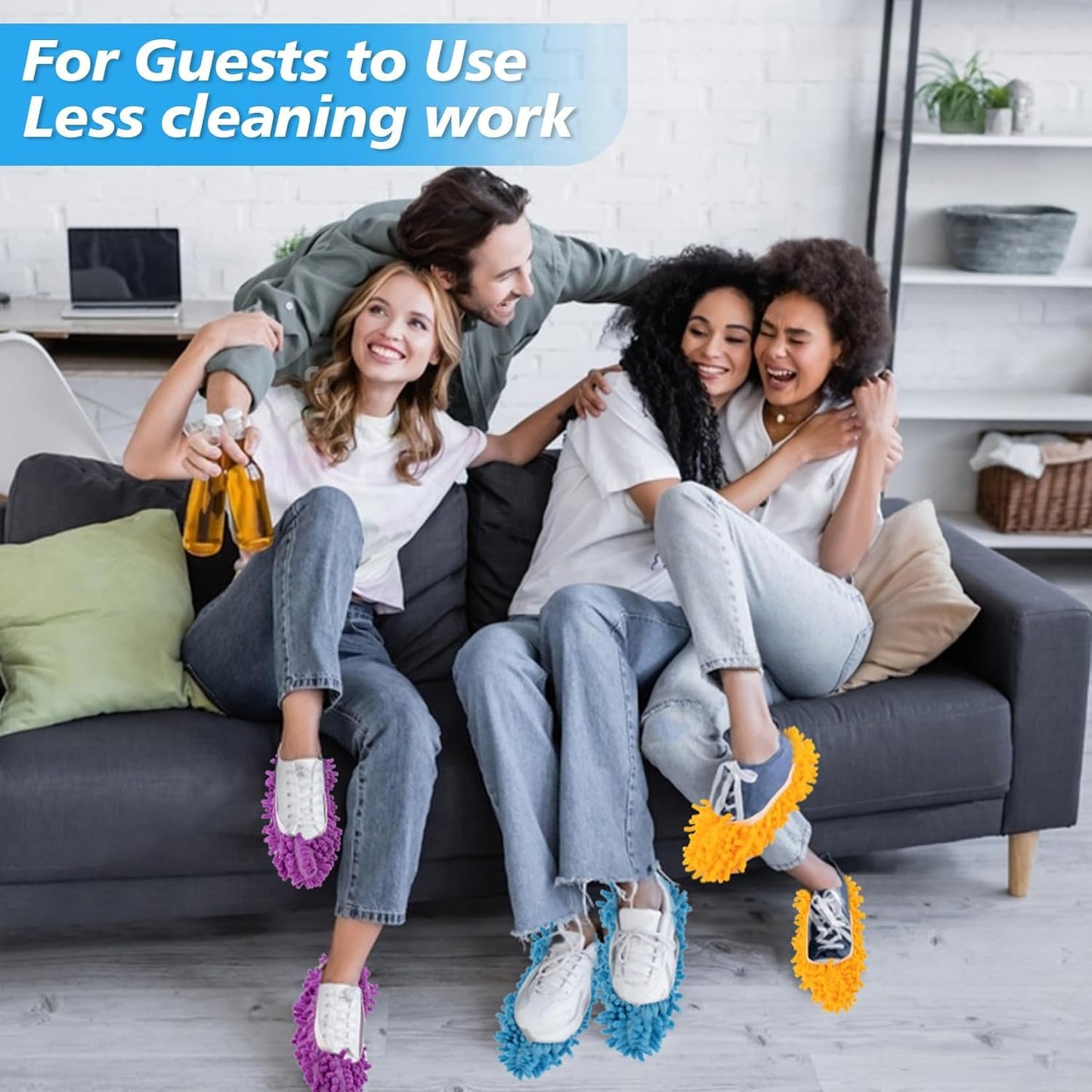 MAQIHAN 10 Mop Slippers for Floor Cleaning - Size 9.5 Mop Socks Women Mopping Cleaning Socks Feet Foot Mopping