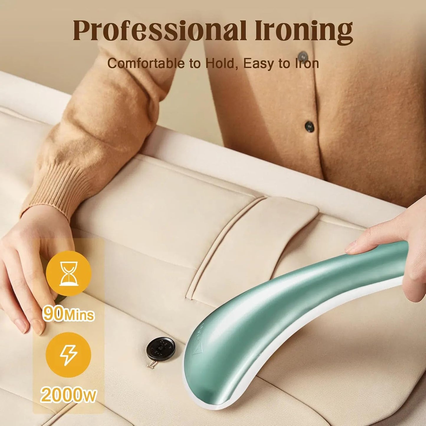 Standing Garment Steamer, 2000W Powerful Steamer for Clothes, 10 Steam Levels, 2.7L Water Tank for 90 Mins Continuous Steaming, Home Commercial Use (Pearl Green)