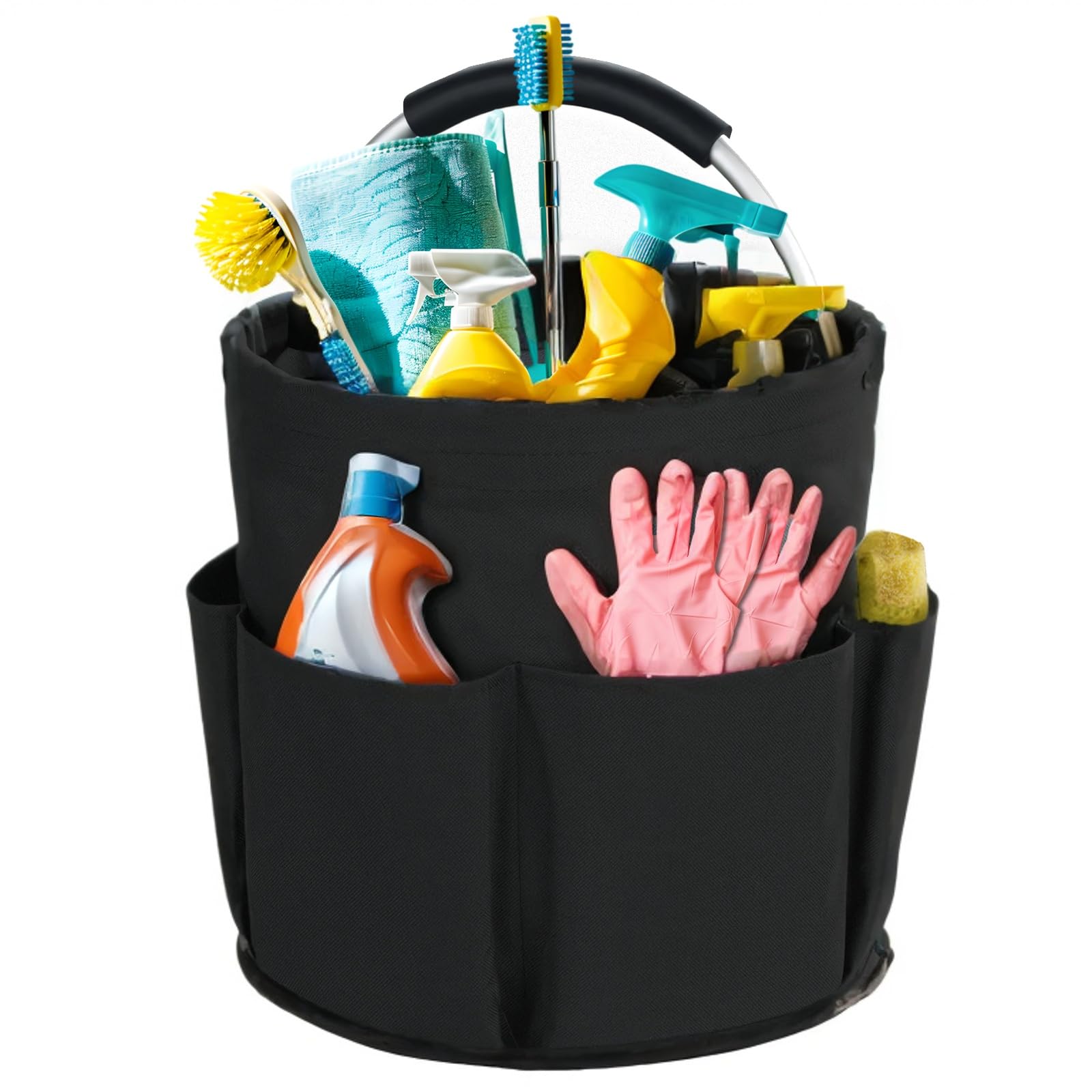 Bototack Cleaning Caddy with Handle, Cleaning Products Organiser, 17L Foldable Storage Basket
