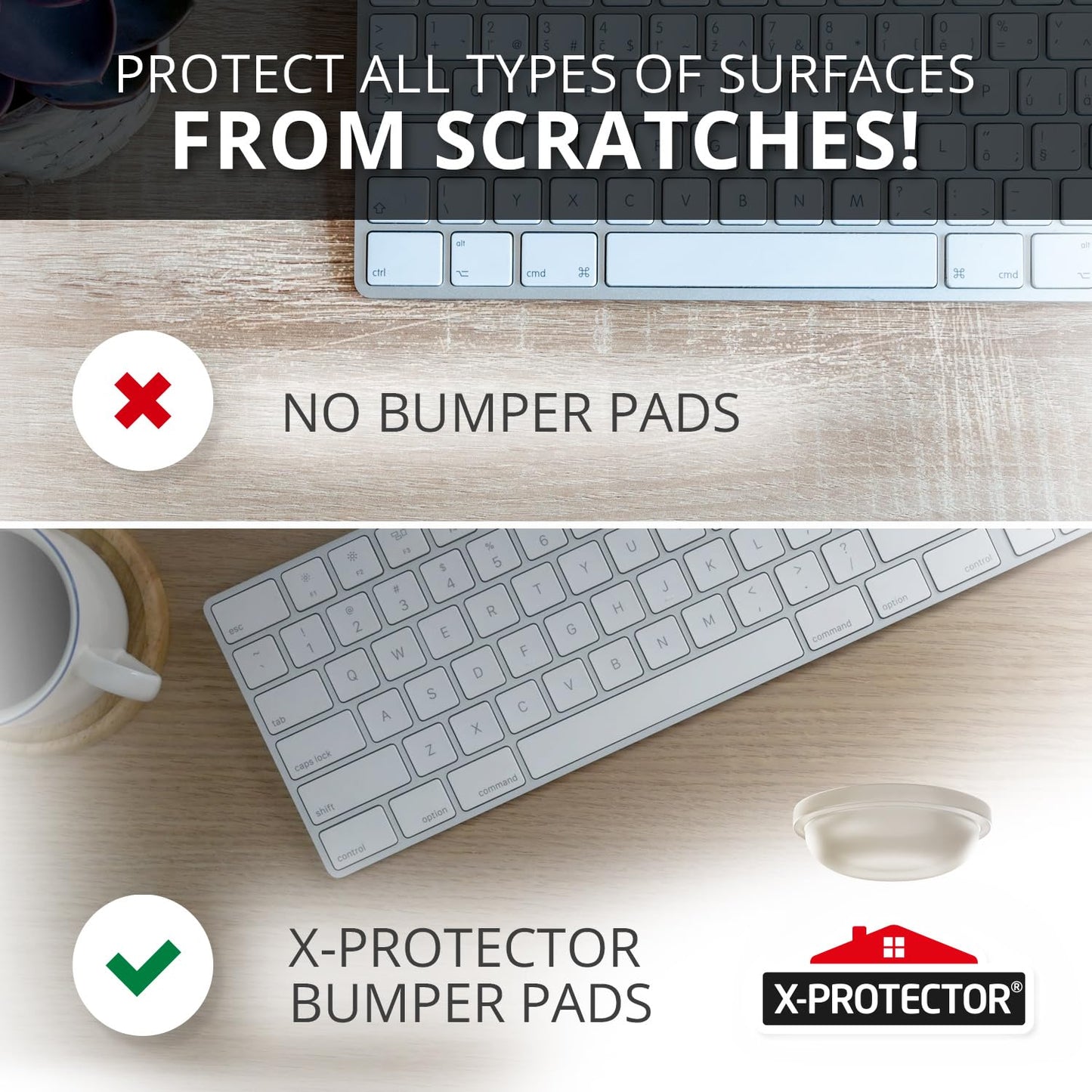 X-Protector Cabinet Door Bumpers 100 PCS – 1/2" Silicone Clear Bumpers – Ideal Cabinet Bumpers – Self-Adhesive Thick Door Silencer – Bumper Pads to Protect Glass & Other Surfaces!