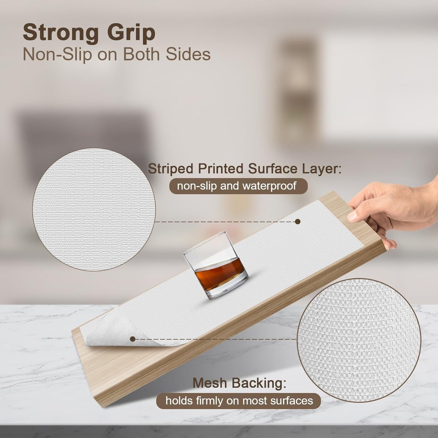 OcePor Non-Adhesive Drawer and Shelf Liner 12IN x 30FT, Non Slip Cabinet and Cupboard Liner, Kitchen Cabinet Liners for Shelves,Waterproof Drawer Shelf Liners for Cabinets/Bathroom Cupboard, White