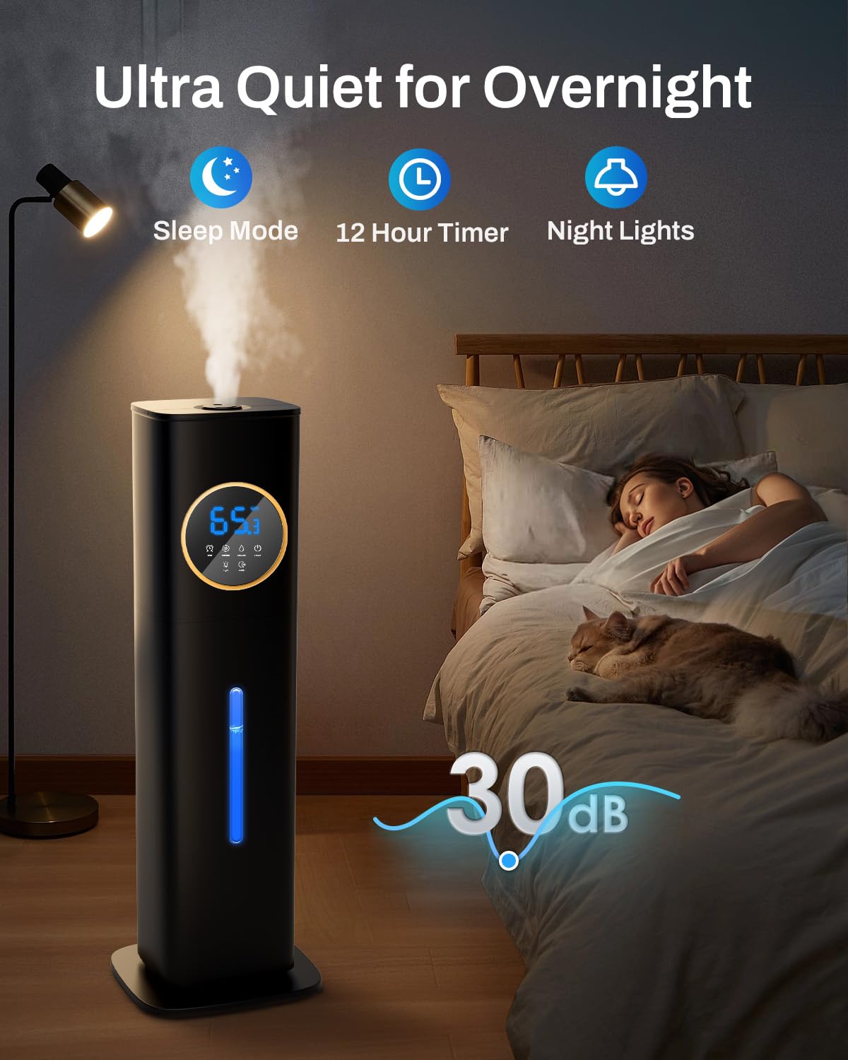 Humidifier Large Room Bedroom with Night Light, 2.1Gal(8L) Humidifiers for Home with Essential Oil