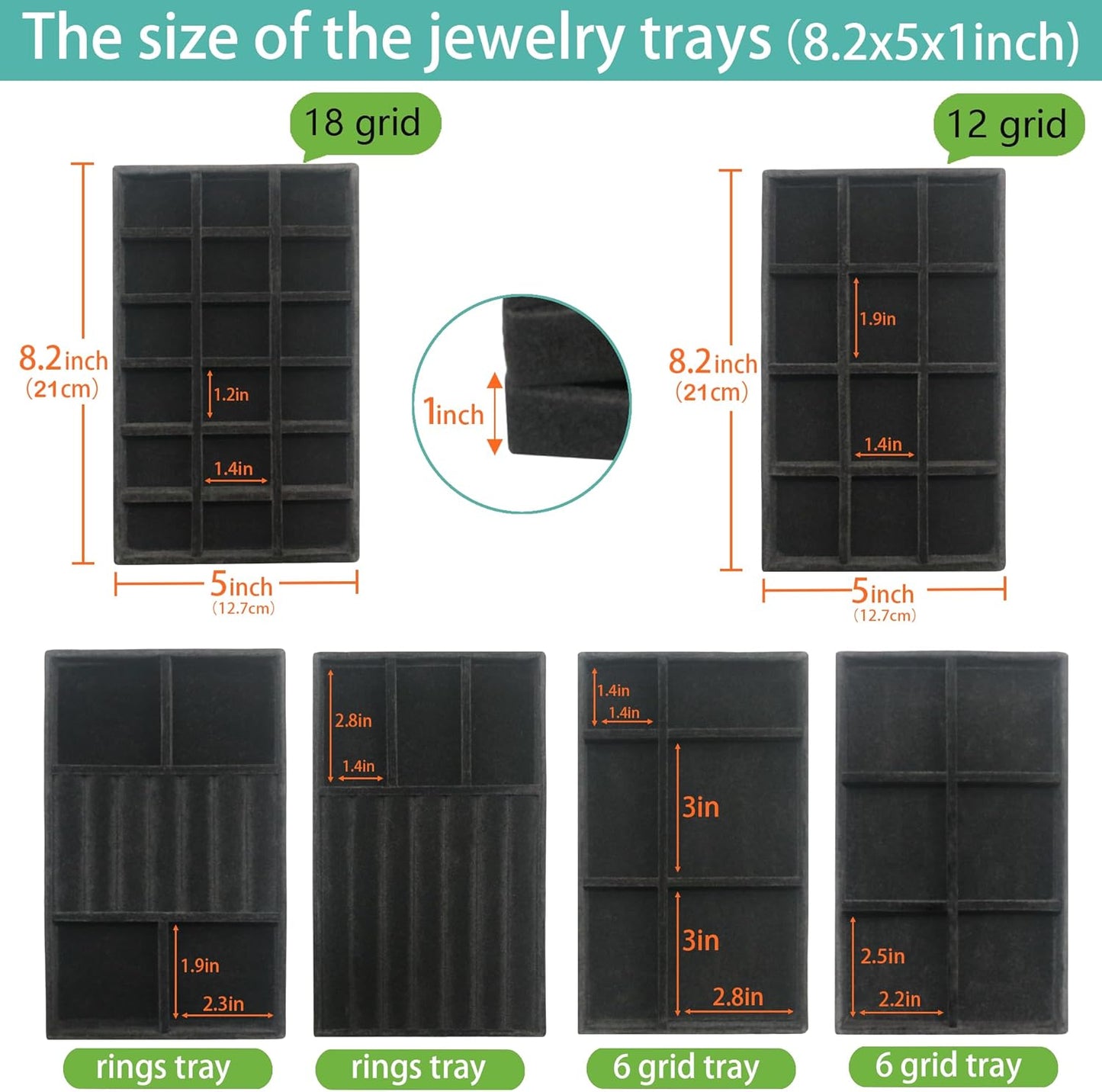 Jewelry Organizer Drawer 8 Set Jewelry Boxes Velvet Jewelry Drawer Organizer Stackable Jewelry Tray for Earring Necklace Display