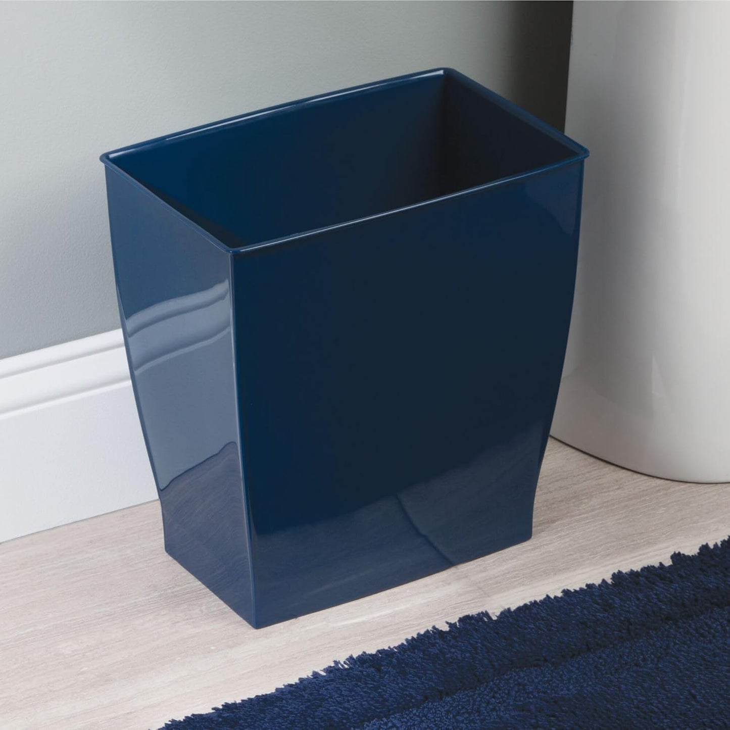 iDesign Small Bathroom Trash Can, Ideal for Primary and Guest Bathroom or Office, Blue, Made in USA