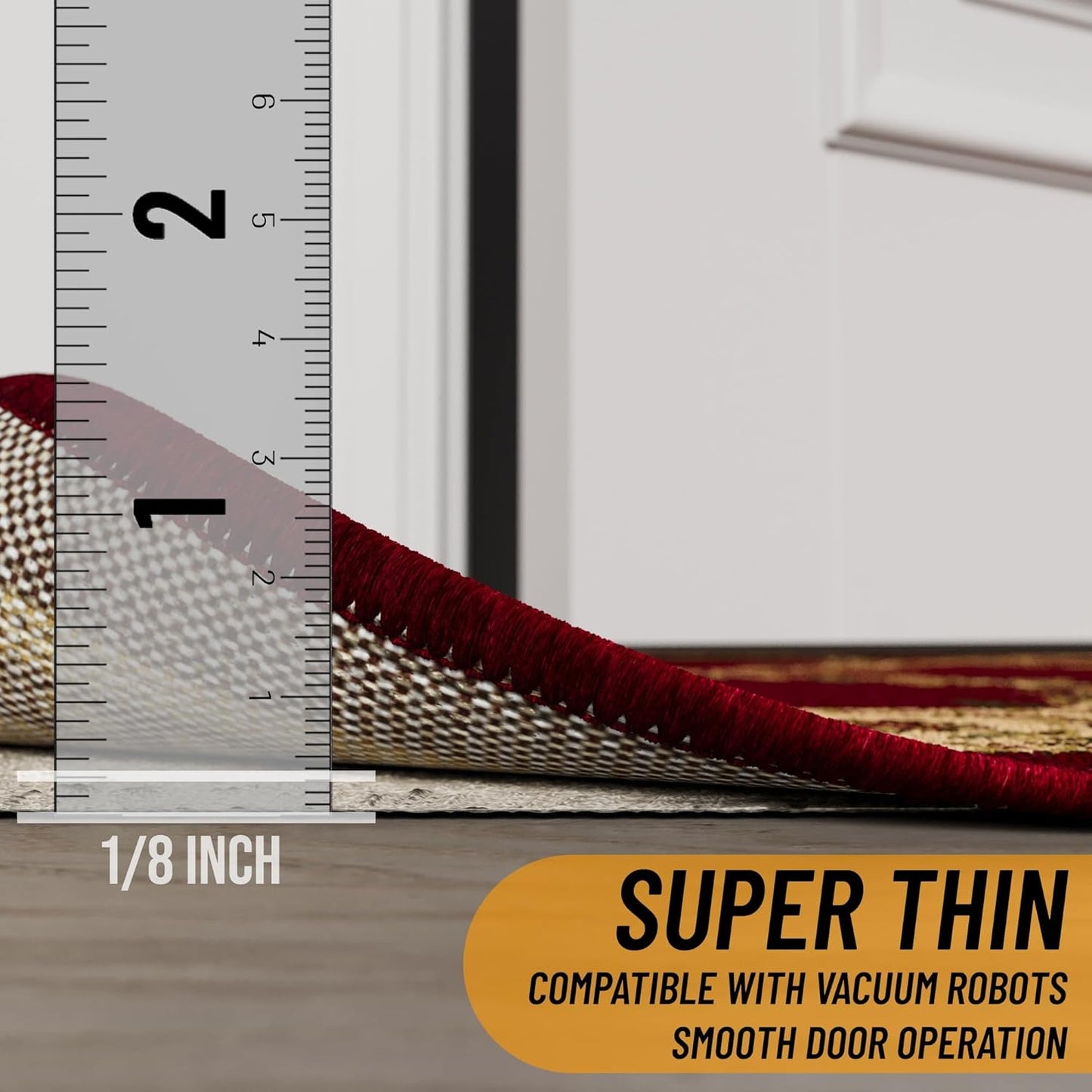 Ottomanson 2'7" x 7' Non-Slip Rug Pad Gripper 1/12 Inch Ultra Thin Dual Surface Felt + Rubber Gripper - Safe for All Floors, Cream