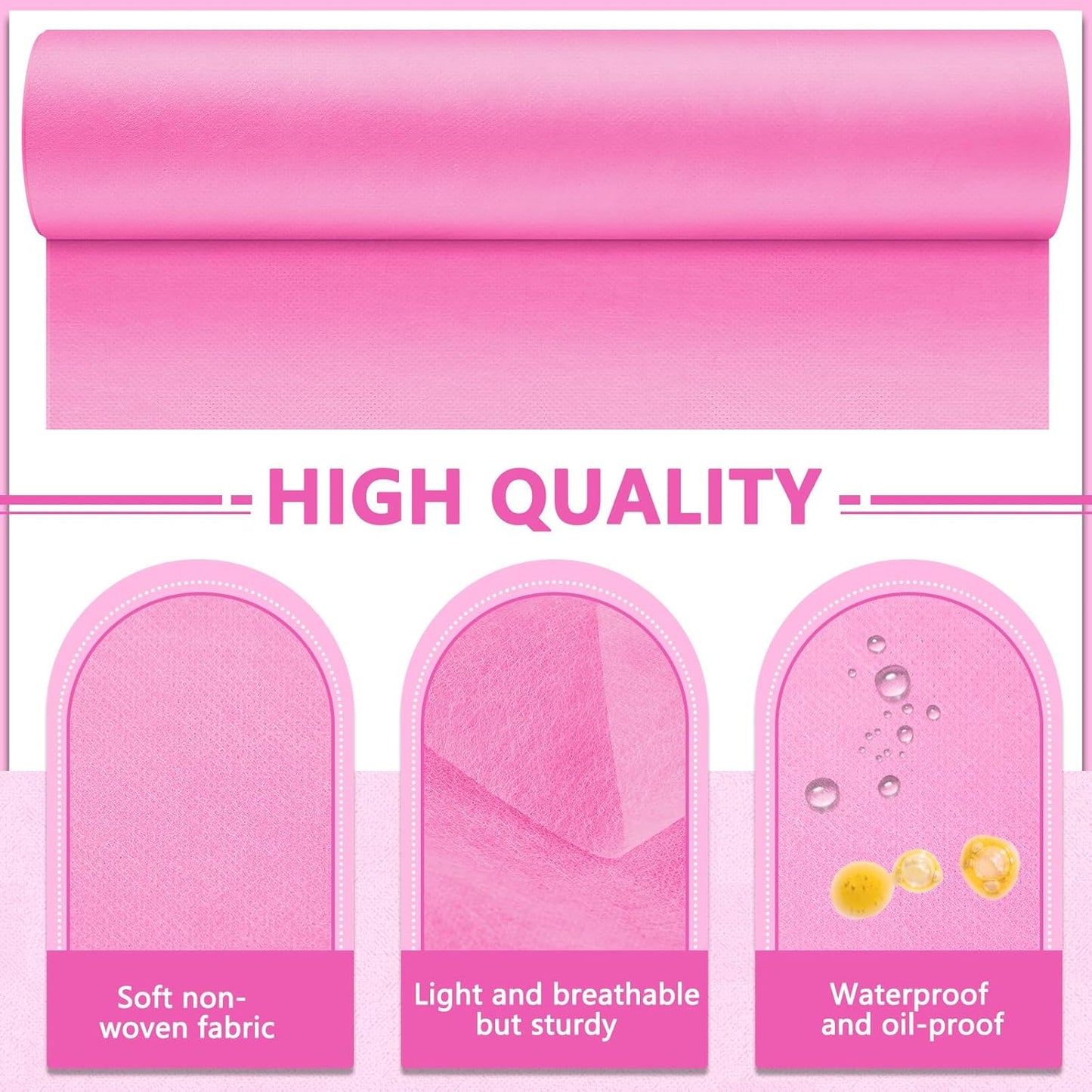Tudomro 2 Roll Disposable Non Woven Bed Sheets 24 x 71 Inch Massage Table Paper Covers Non Woven Fabric Massage Sheets Waterproof Spa Breathable Bed Cover for Beauty Salon, Hotels(Pink)