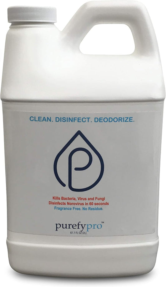 Purefypro Disinfectant (68oz) - Kills 99.9999% Viruses HIV, Monkeypox, Hepatitis, Norovirus, VRE, MRSA, No Rinse, No Residue. Suitable for All Surfaces