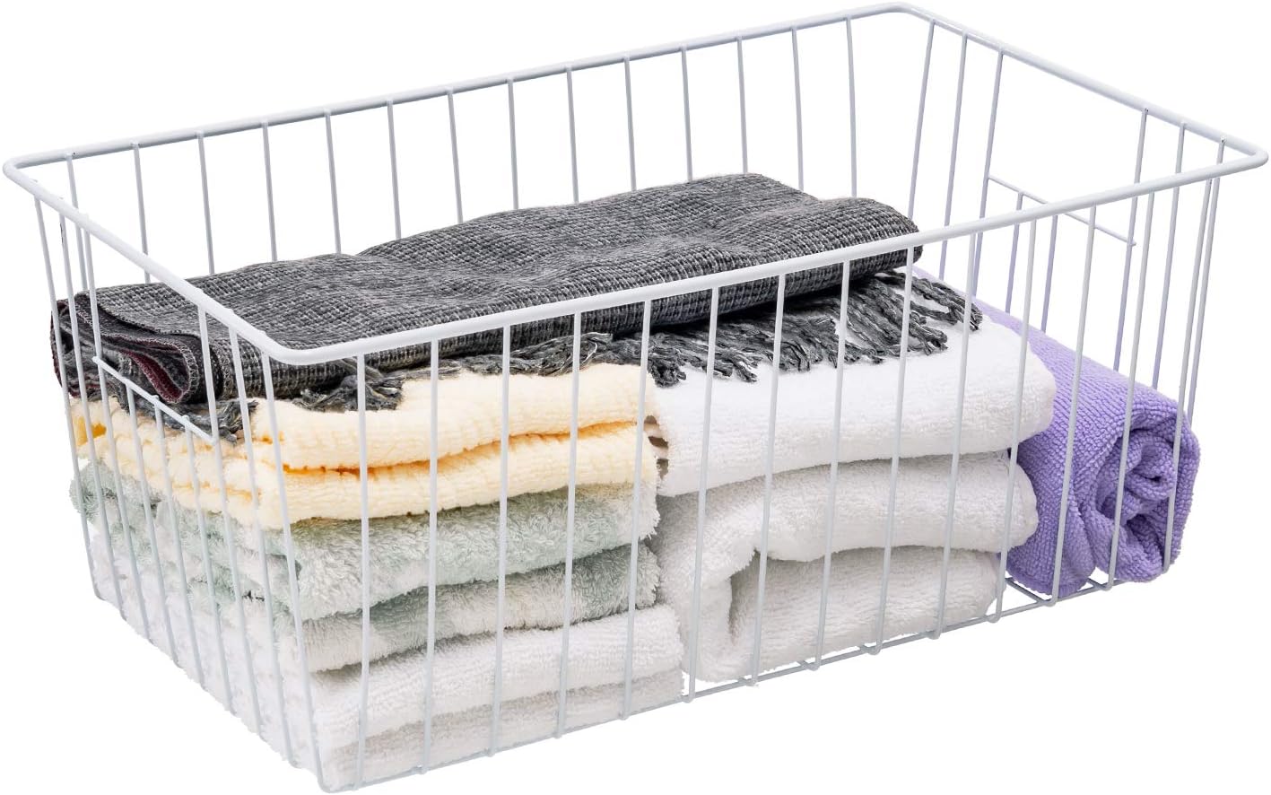 16inch Freezer Storage Organizer Baskets, Household Wire Refrigerator Bins with Built-in Handles for Cabinet, Pantry, Closet