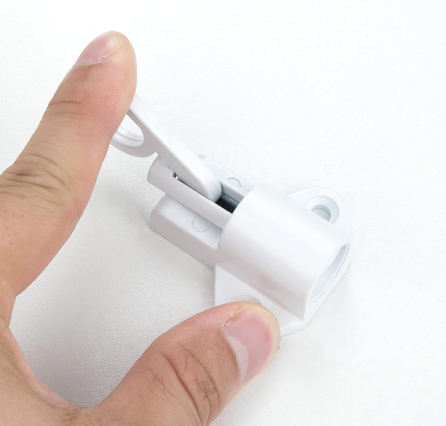 5 Packs Self-Closing Latches，White Spring Door Lock，Resilient Bolt Latch Aluminum Alloy Safety Automatic Spring Barrel Slide Door Lock with Screws,Used for Gate,Window and Cabinet etc