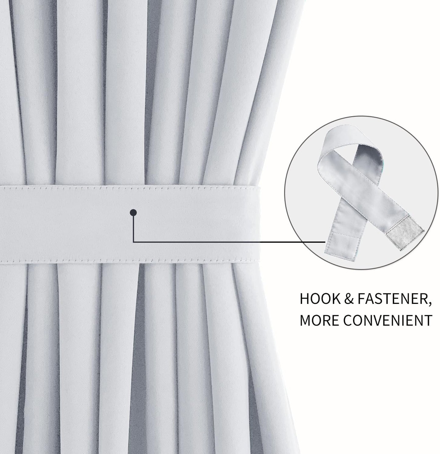 DWCN French Door Curtains – Rod Pocket Thermal Curtain for Doors with Glass Window, Kitchen and Patio Doors for Privacy, 25 X 80 Inches Long, 1 Curtain Panel with Tieback, Greyish White