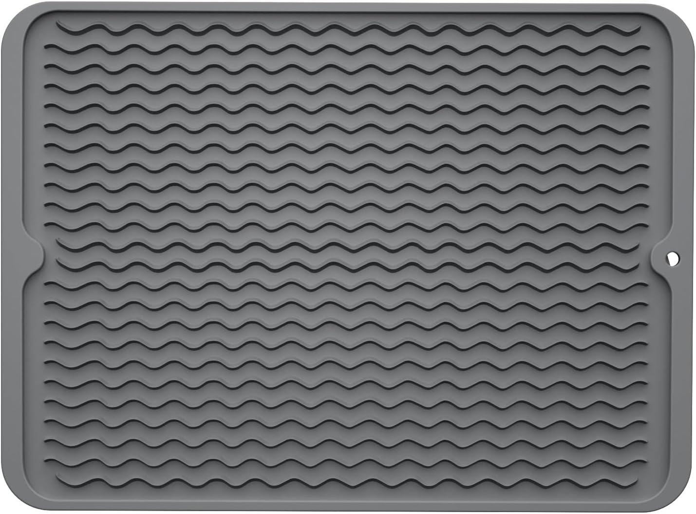ZLR Silicone Dish Drying Mat for Kitchen Counter, Eco-Friendly Fast Dry Dish Mat, Easy Clean Multi Usage Drying Matt, Heat Resistant Trivet, 12" x 16" Large, Dark Gray