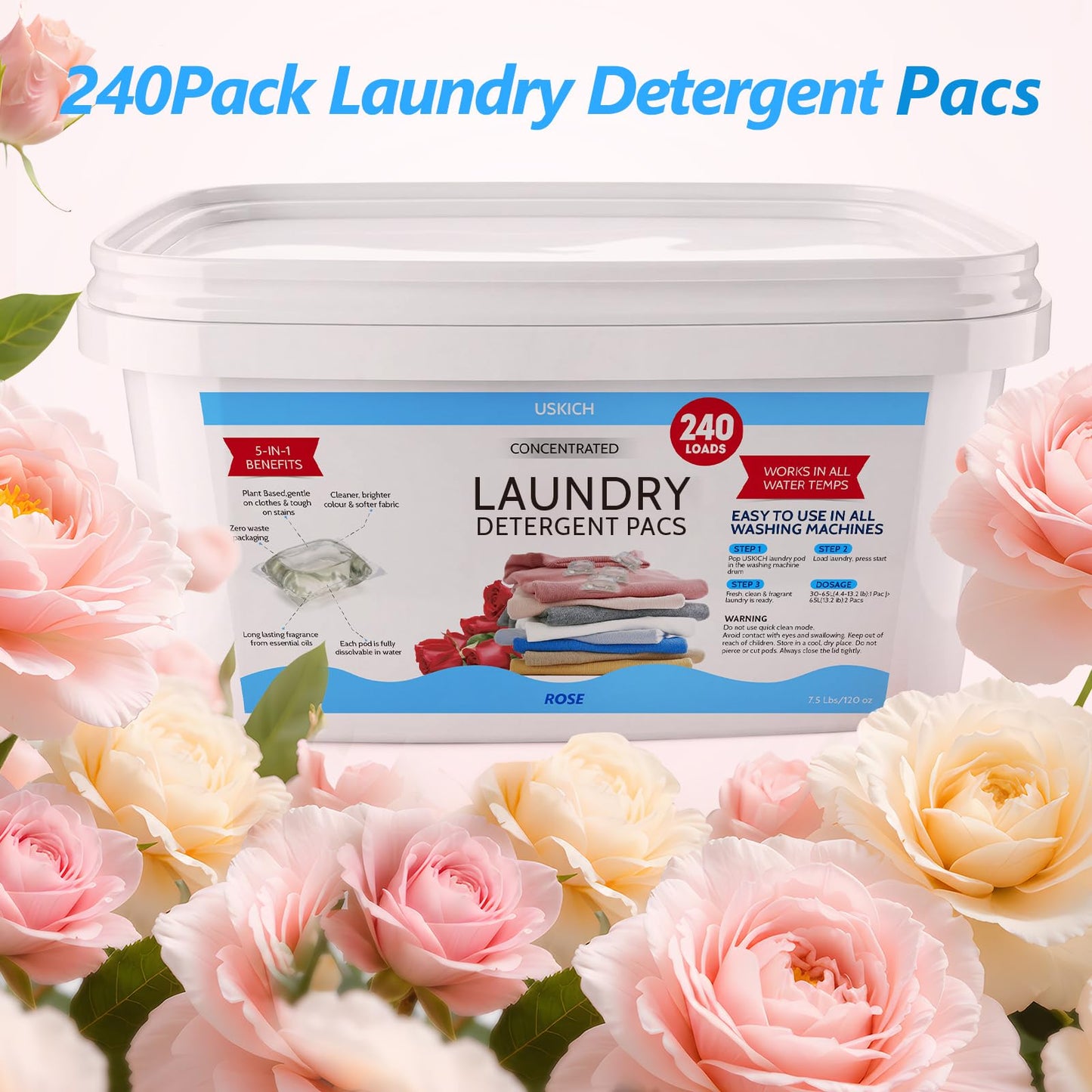 240 Pack Laundry Detergent Pods- 5-in-1 Stain Remover Laundry Soap Pods- Ultra