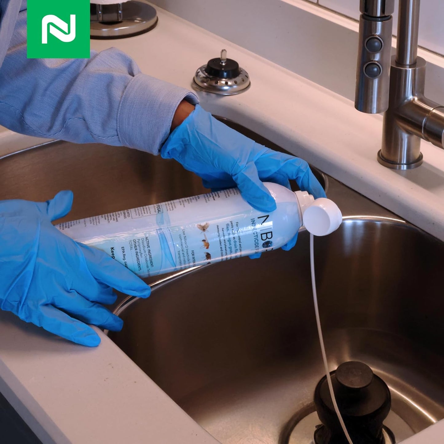 Nibor-D Insecticide Foam with IGR, Ready-to-Use for Fly and Cockroach Control, 360 Degree Application, Includes 17" Hose, (6 Pack, 21 oz Can)