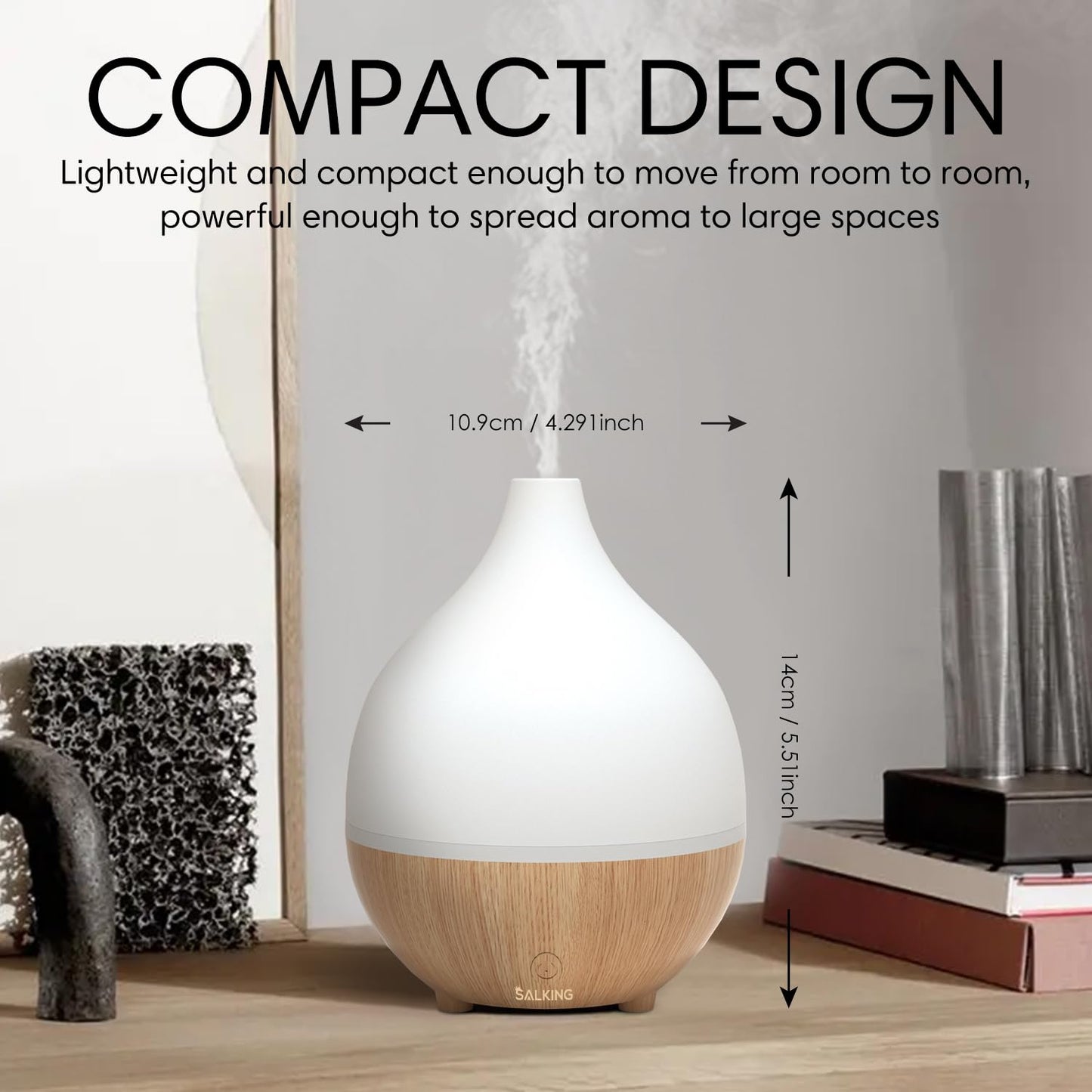 SALKING Essential Oil Diffuser 2 Pack, 100ml Aromatherapy Diffuser for Home