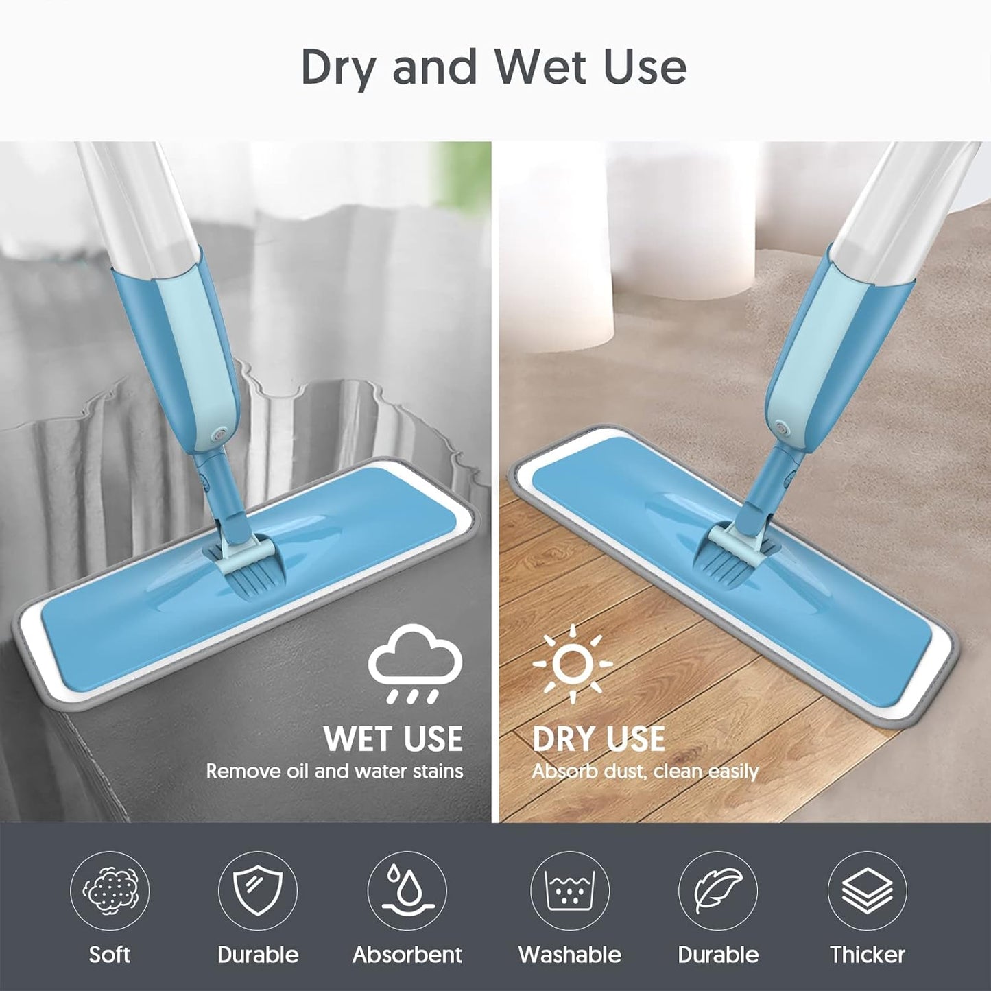 7 Count Reusable Mop Pads for Swiffer PowerMop -MEXERRIS Microfiber Wet Mops Refills PowerMop Pads Machine Washable Hard Wood Floor Mop Pads Replacement for 13''-15'' Spray Floor Mops