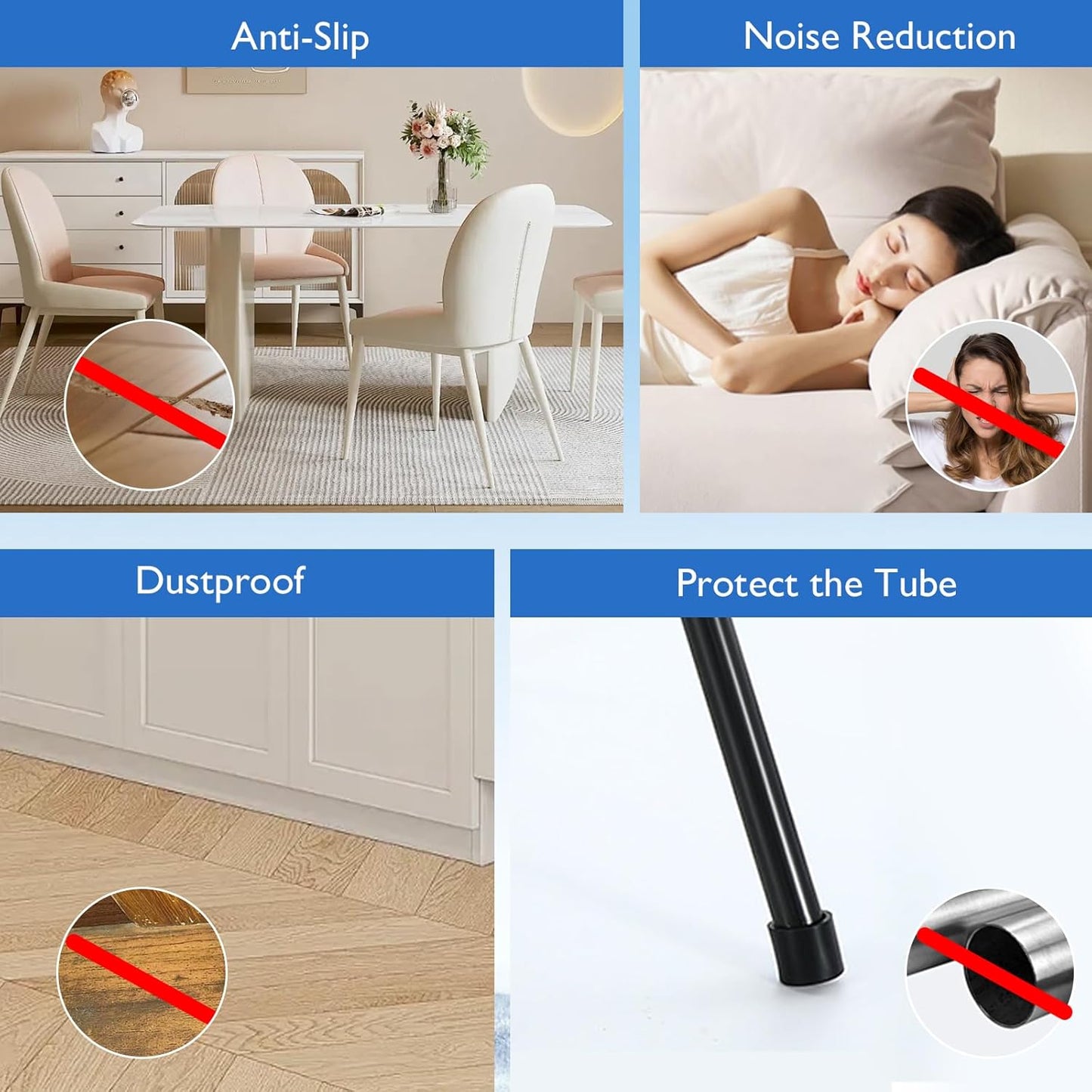 4 Pcs 2" Round Rubber Chair Leg Caps, PVC Table Leg Covers, Flexible & Anti-Slip Furniture Leg End Caps, Chair Leg Floor Protectors for Bar Stool Leg Patio Indoor, Black