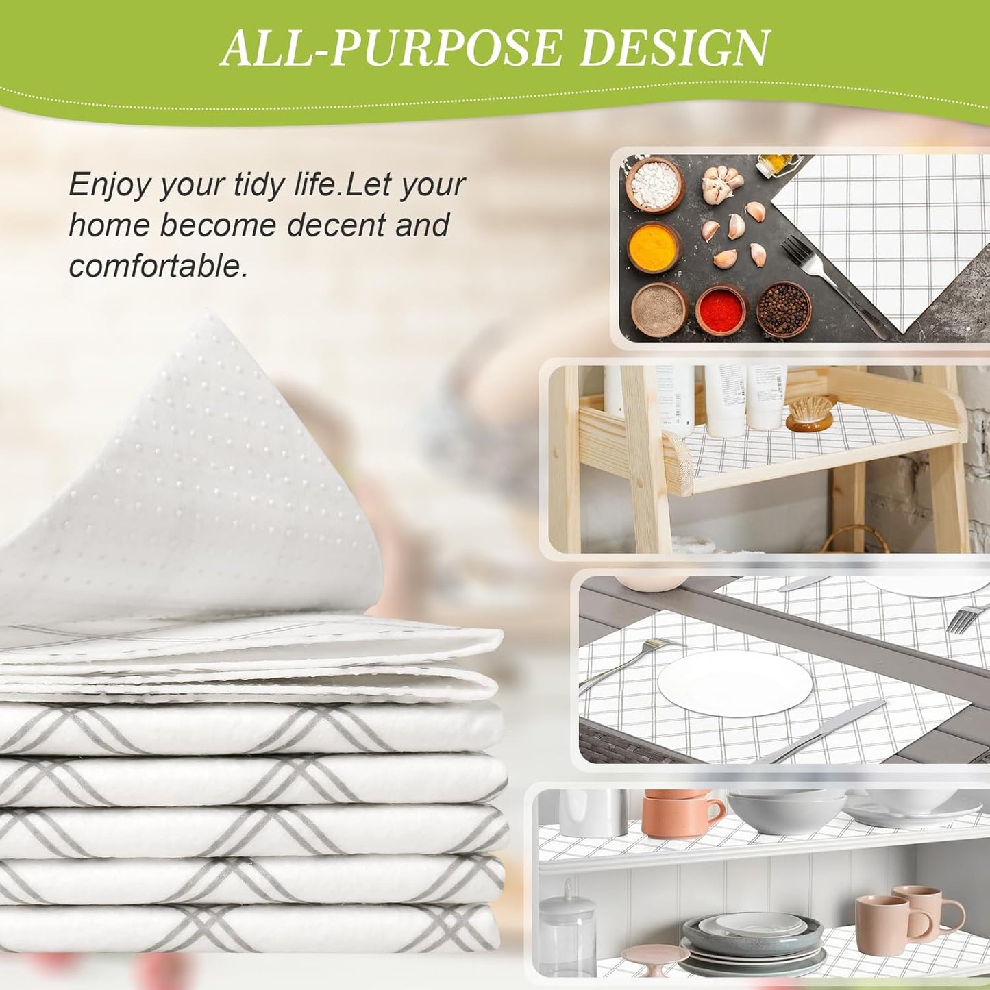 Cooyes 12pcs 12" x 24" Refrigerator Liners, Premium Absorbent Fridge Bin Liners Non-Slip Washable, Refrigerator Drawer Liners and Mats for Glass Shelves, Kitchen Cabinets, Non-Adhesive