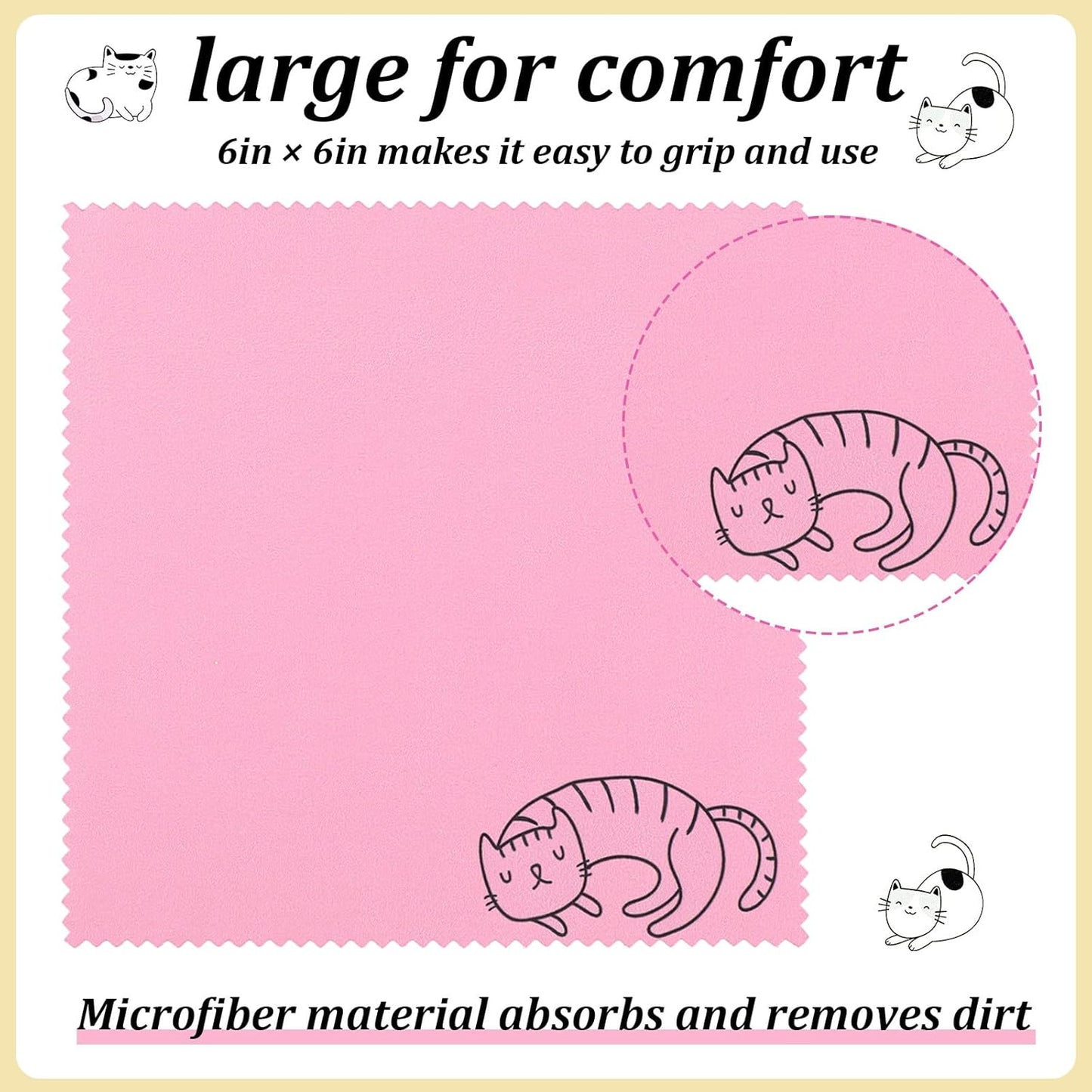 Sinmoe 20 Pcs Microfiber Cleaning Cloth Cute Kitty Cat Design Microfiber Cloth Gift Soft Multicolor Glasses Cleaner for Eyeglasses Camera Lens Cell Phone Screens Glasses, 6 x 6 Inches