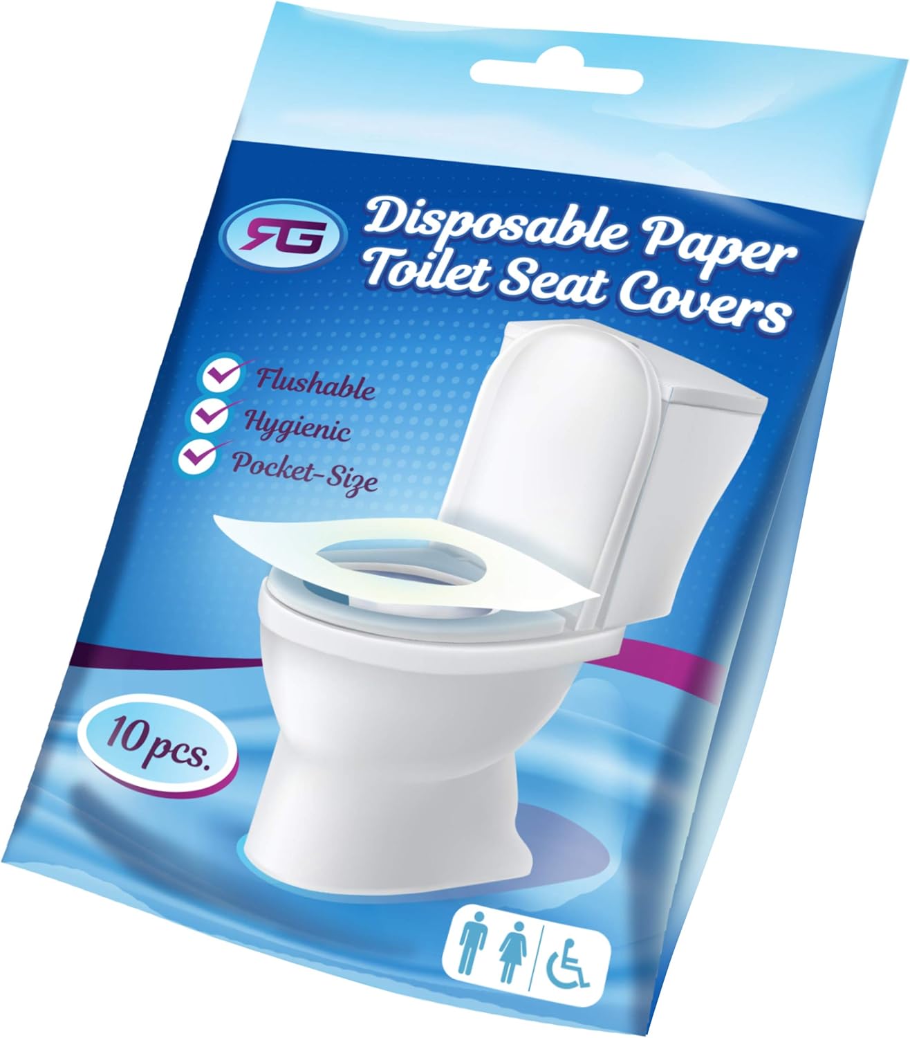 Rockland Guard Toilet Seat Cover - Flushable & Disposable Toilet Seat Cover for Bathroom - Road Trip Accessories & Travel Essentials for Kids & Adults - 20 Resealable Packs with 10 Sheets - 200-Count