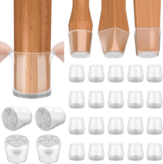 BALEINE 24 Pack Silicone Chair Leg Floor Protectors, Stool Leg Protectors Cap, Non-Slip Chair Leg