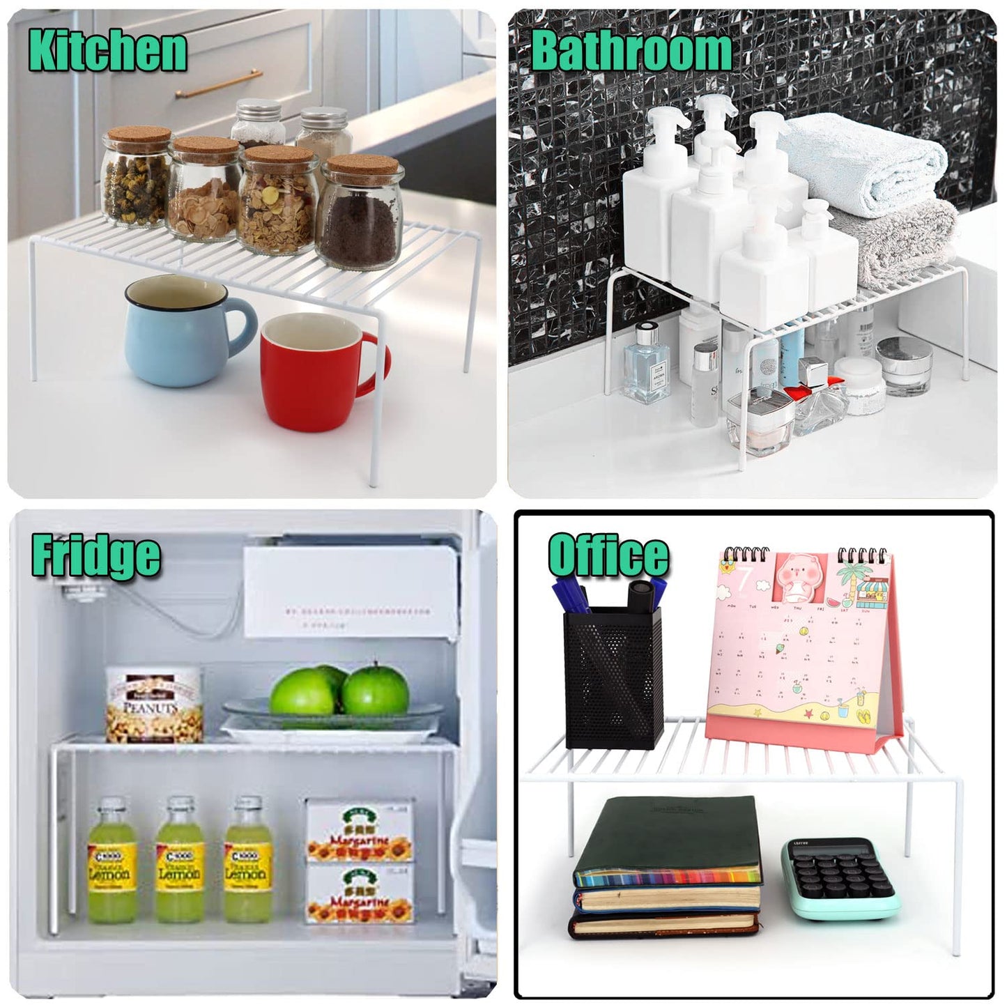 GEDLIRE Kitchen Cabinet Shelf Organizer Set of 6, Medium (13 x 9.4 inch) Metal Wire Pantry Storage