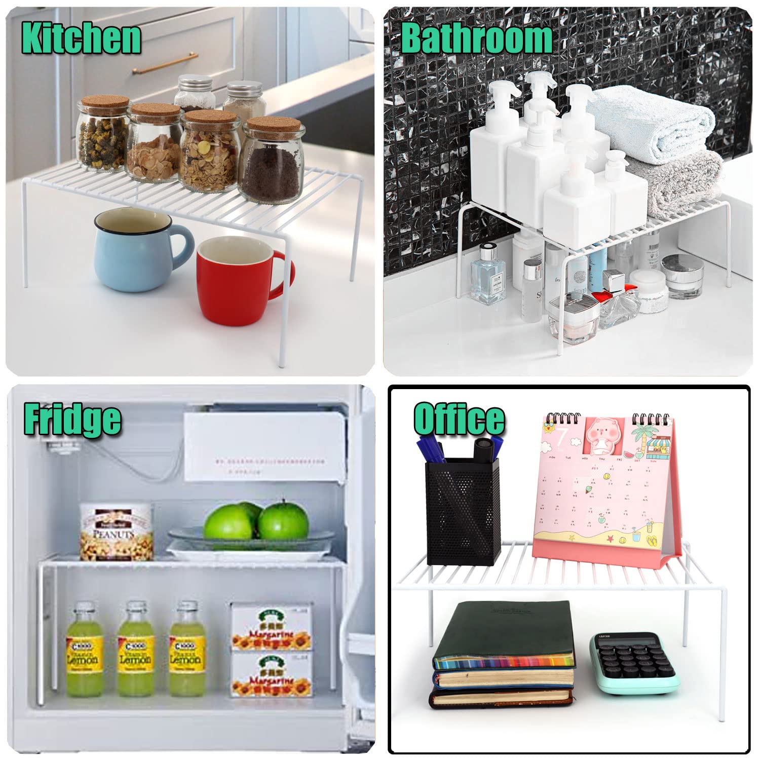 GEDLIRE Kitchen Cabinet Shelf Organizer Set of 6, Medium (13 x 9.4 inch) Metal Wire Pantry Storage