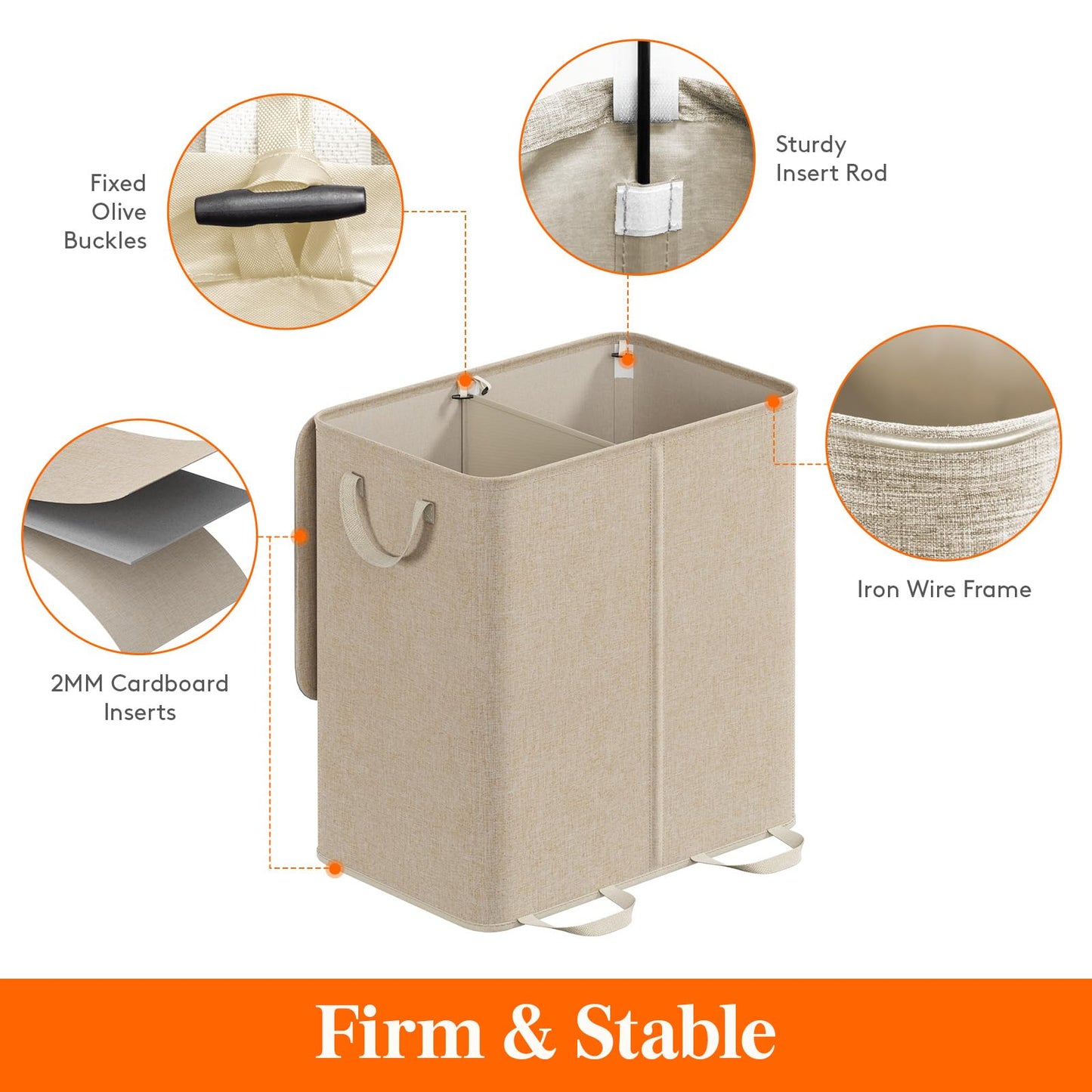 Lifewit Double Laundry Hamper with Lid and Removable Laundry Bags, Large Collapsible 2 Dividers