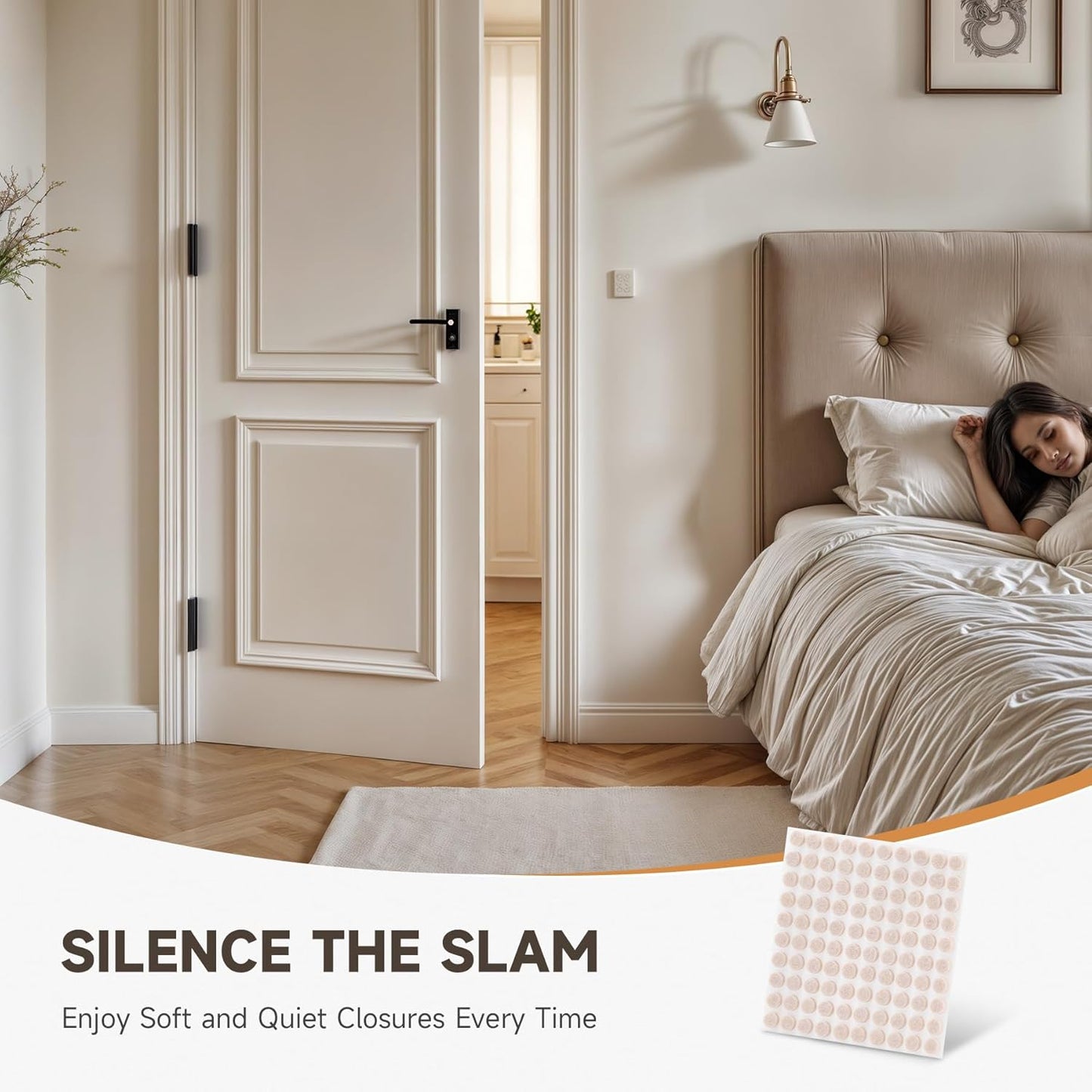 CO-Z 100pcs Felt Cabinet Door Bumpers, Small Pads for Cabinet Doors 0.4 in Diameter, Self Adhesive Thick Felt-Dots Bumper Pads for Furniture Drawers Walls Floors