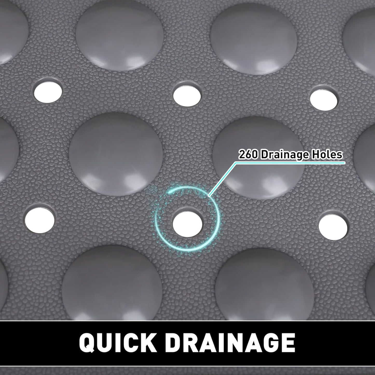 Shower Mat Non Slip: 35.4 x 23.6 Inch Extra Large TPE Shower Mats for Inside Shower - Anti Slip Shower Stall Matt with Drain Hole and Suction Cups for Elderly