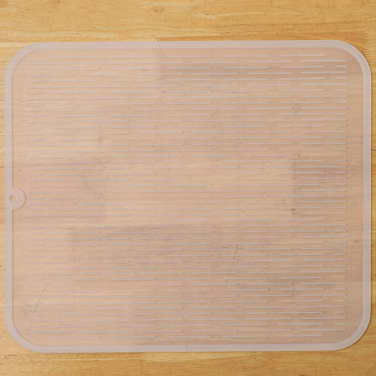 Silicone Dish Drying Mat for Multiple Usage,Easy clean,Eco-friendly,Heat-resistant Silicone Mat for Kitchen Counter or Sink,Refrigerator or Drawer Liner Translucent 2XL 24 inches x 18 inches
