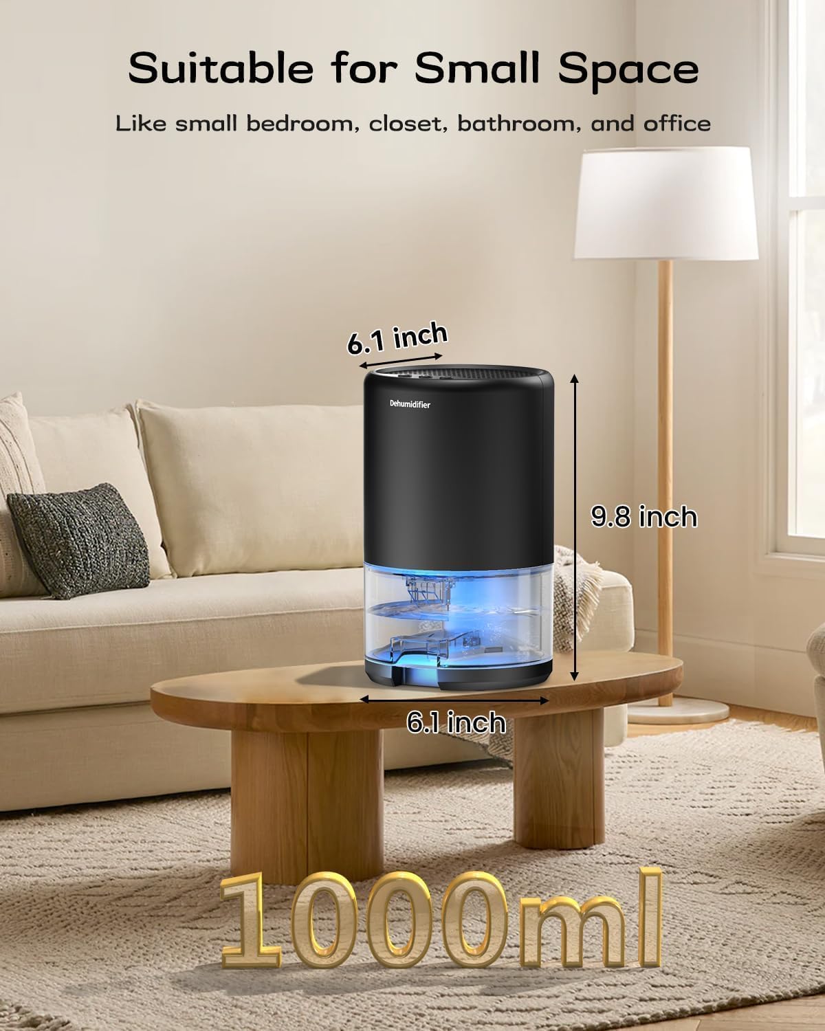 Dehumidifier, 35 oz Small Dehumidifiers for Home, Bathroom, Bedroom, Rooms, Ultra-Quiet with Sleep