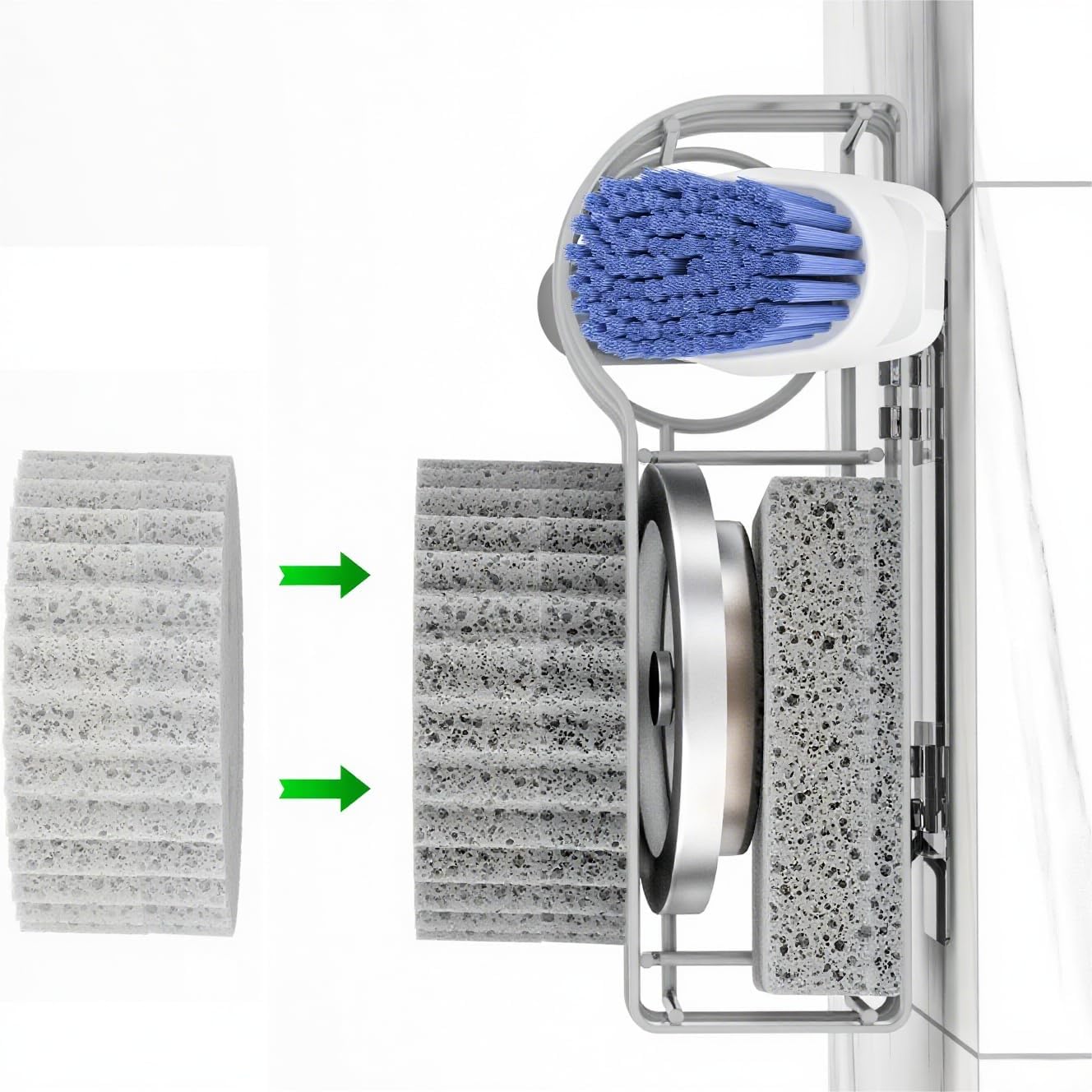 Cisily Grey Smiley Sponge Holder for Kitchen Sink Caddy, Stainless Steel Brush Holder Dish Cloth Hanger, Suction Cup Sink Organizer Scrubber