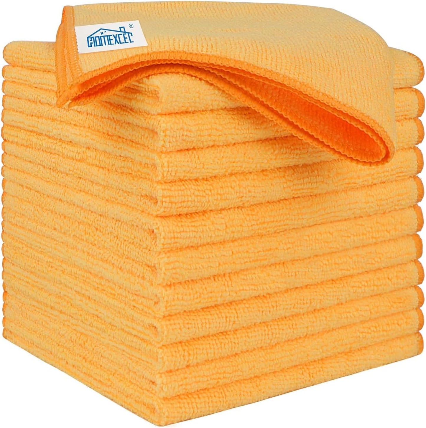 HOMEXCEL Yellow Microfiber Cleaning Cloths 12 Pack, 12.5 x 12.5 inch Microfiber Towel for Cars, Ultra Absorbent Car Washing Cloth, Lint Free Streak Free Cleaning Rags for Car, Kitchen, and Window