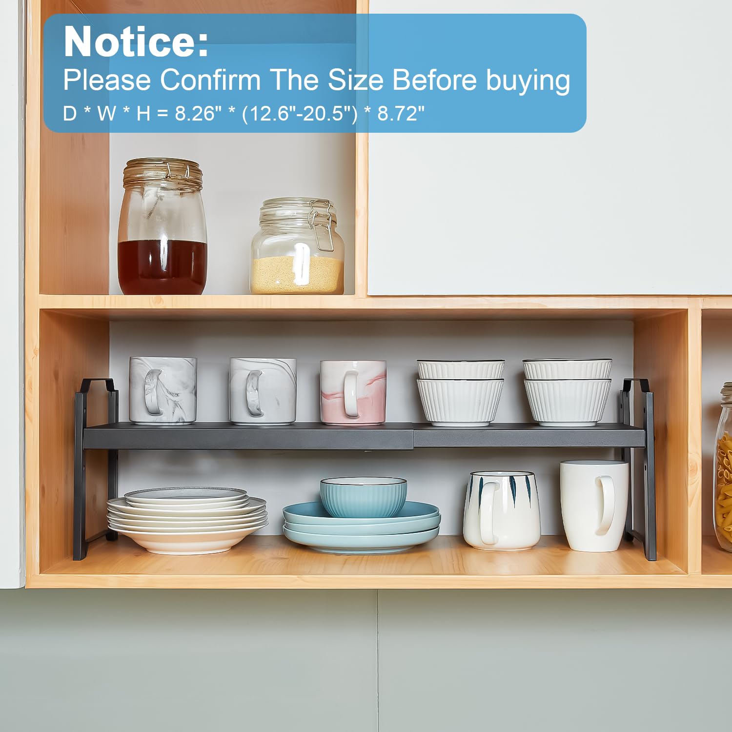 Expandable Cabinet Shelf Organizer, Adjustable kitchen Countertop Storage