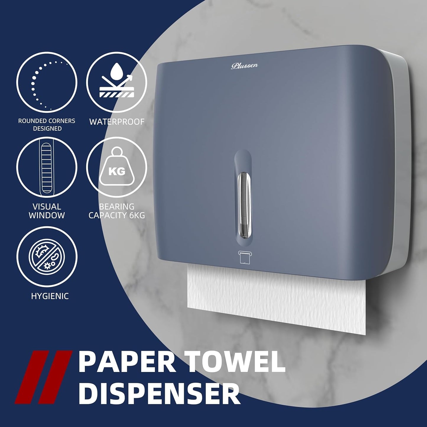 Commercial Paper Towel Dispenser Wall Mount Blue Pack of 2 Fits Multifold Paper Towels for Bathroom Kitchen Home Use