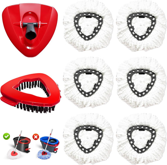 8-Pack Reusable Mop Head Replacement for O Cedar Easywring 1-Tank System, Microfiber Spin Mop