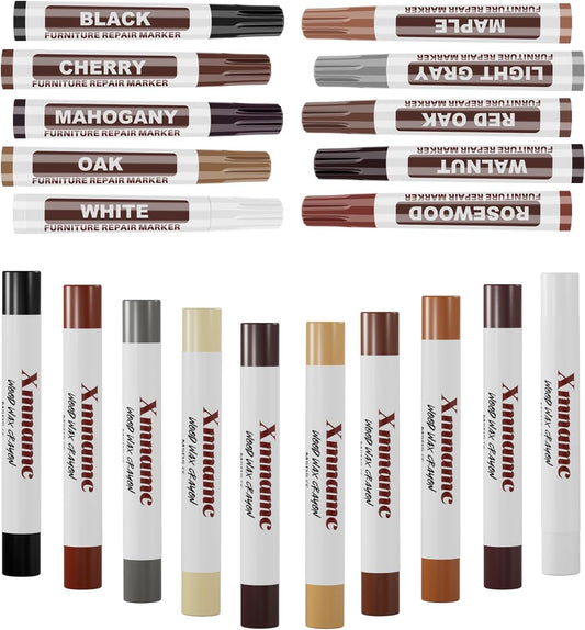 20 Colors Wood Filler Sticks Furniture Markers Touch up,Fill Putty Stick for Repair Furniture Scratch,Scuffs,Cracks and Nail Holes on Floors,Cabinets,Tables,and Doors Tables