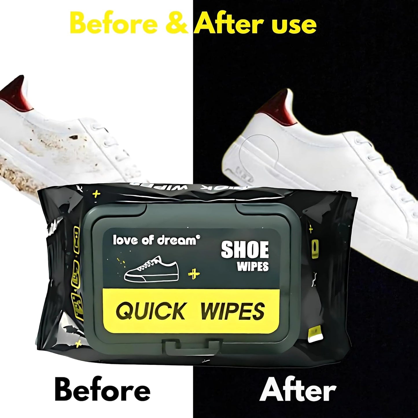 Shoe Wipes ??2 Pack (60 Count) Disposable, Pre-Moistened Sneaker & Shoe Cleaning Wipes ??Travel-Ready, Portable ??Removes Dirt, Scuffs & Stains from Leather, Fabric, Rubber, and More